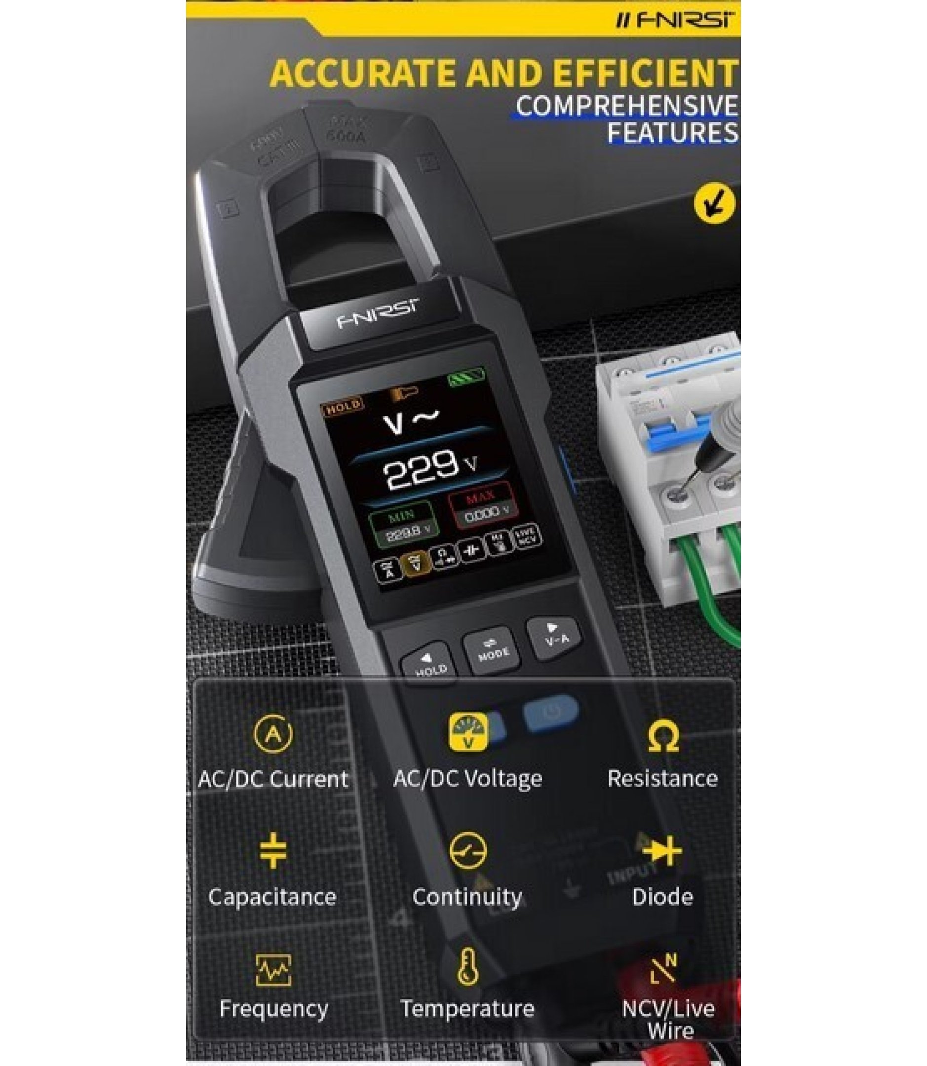 DMC-100 DC AC Current Clamp Digital Multimeter 600A
