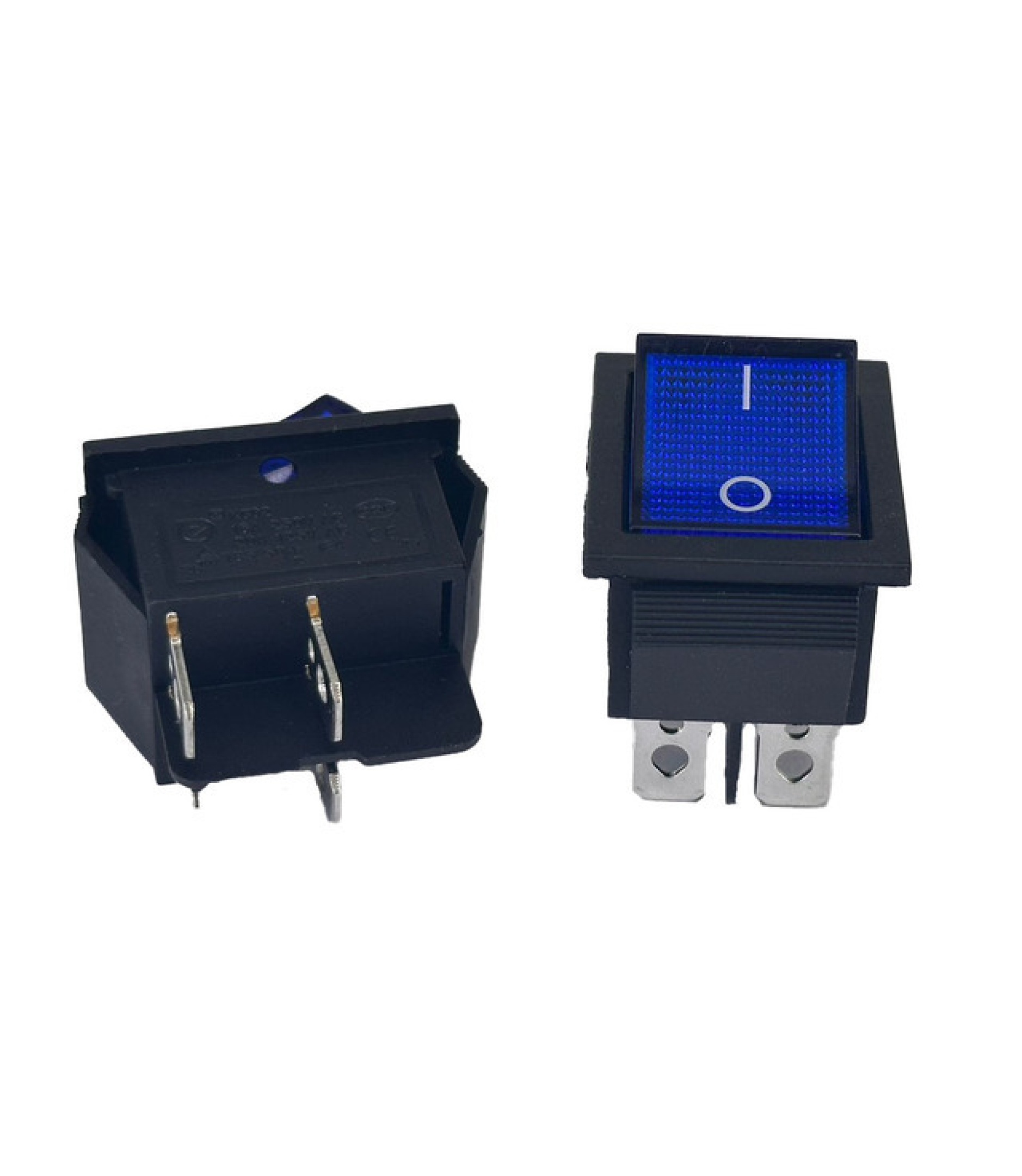 Rocker Switch Blue ON/OFF DPST 16A 250VAC Panel Mount, Snap-In without lamp