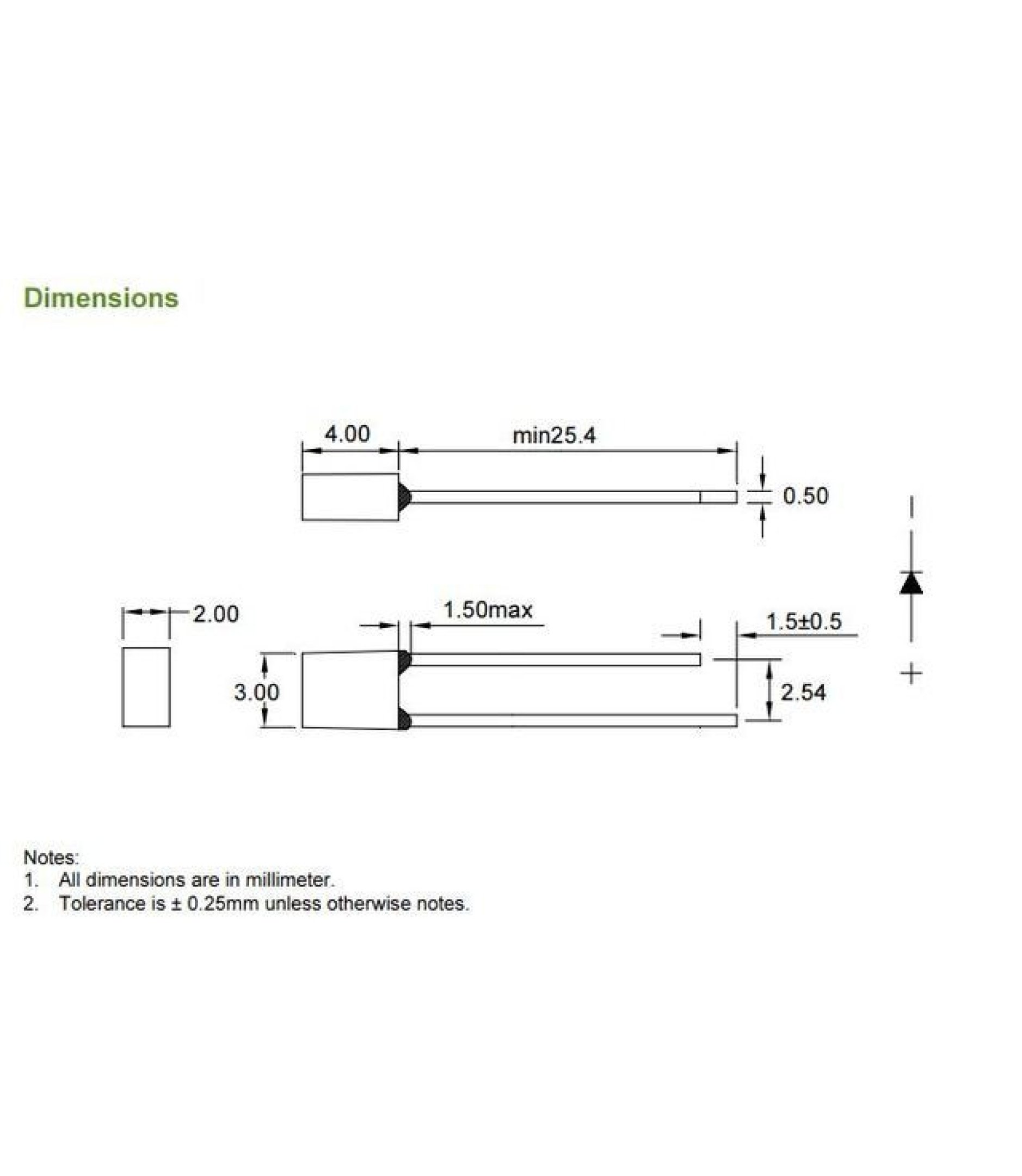 LED Rectangular White 2x3mm