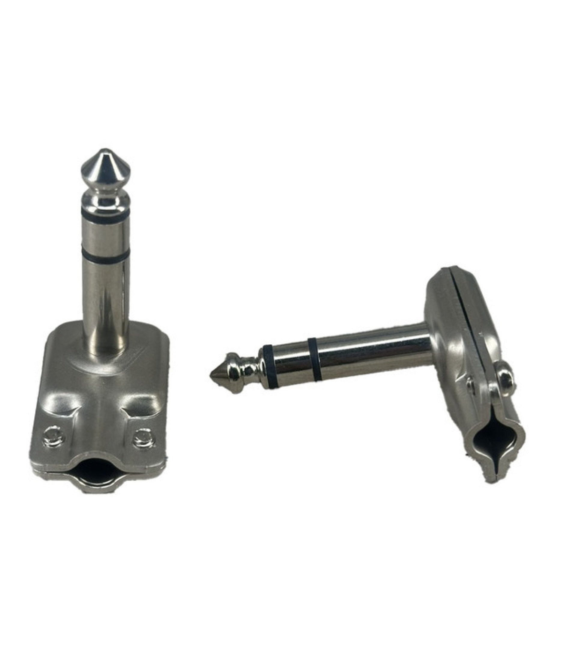 6.35mm 1/4" Stereo Right Angle Square Plug Silver Color