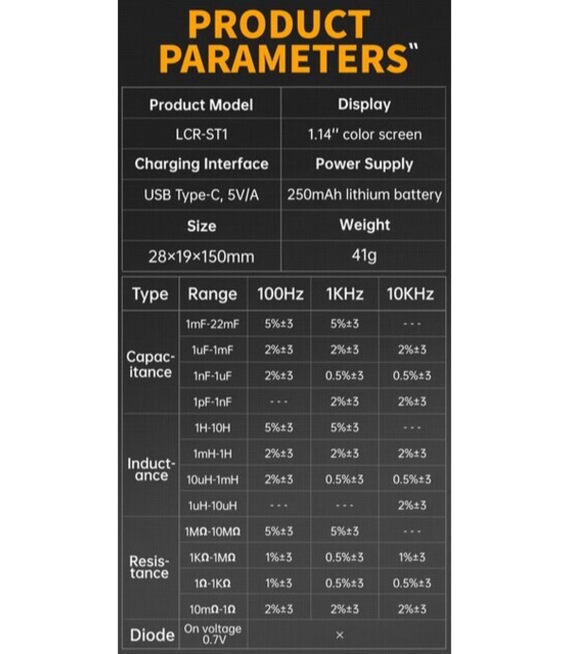 LCR-ST1 Mini Smart Tweezer LCR SMD ESR Tester