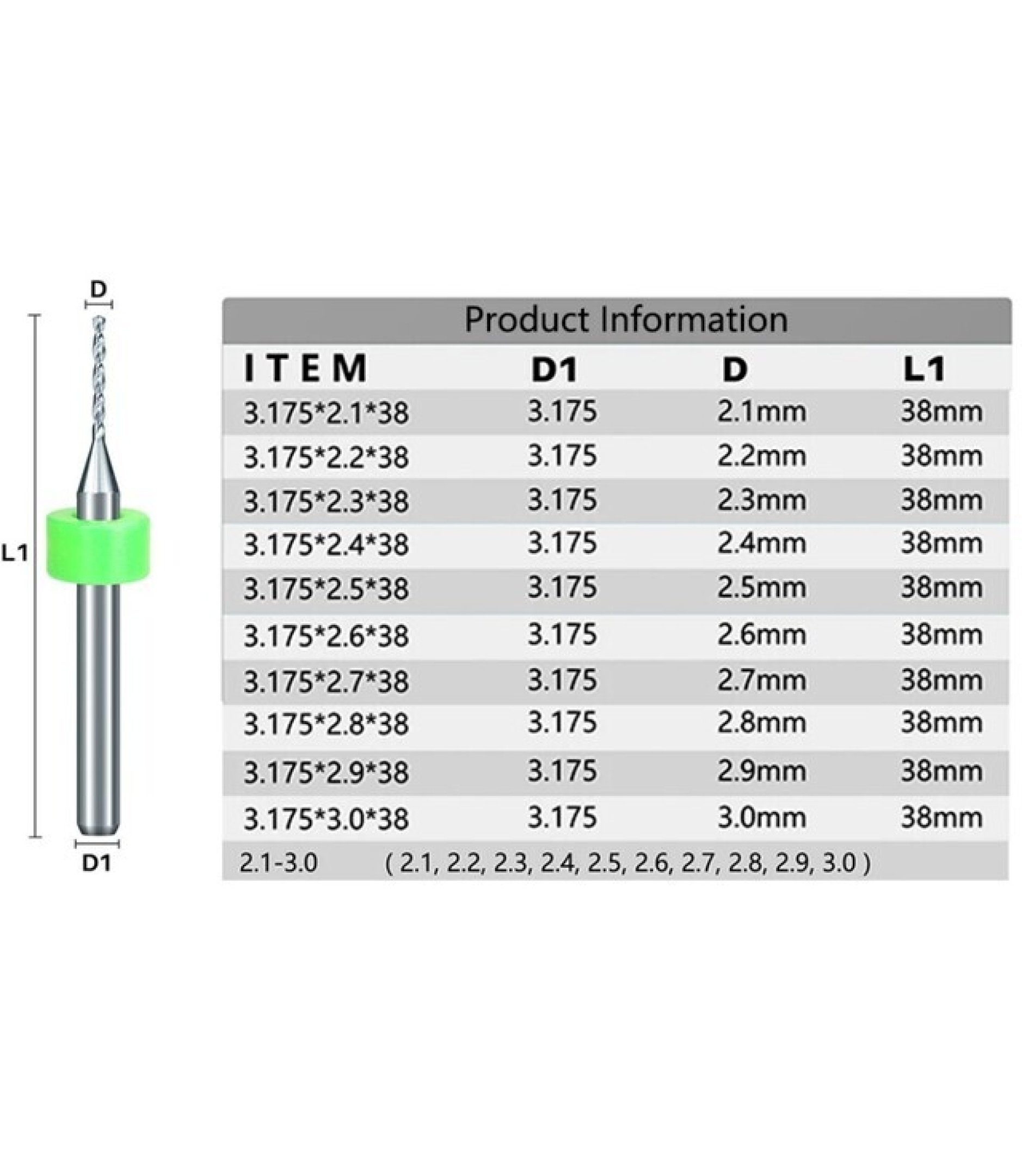 2.1-3.0mm 10Sticks PCB Drill circuit board Tool Set