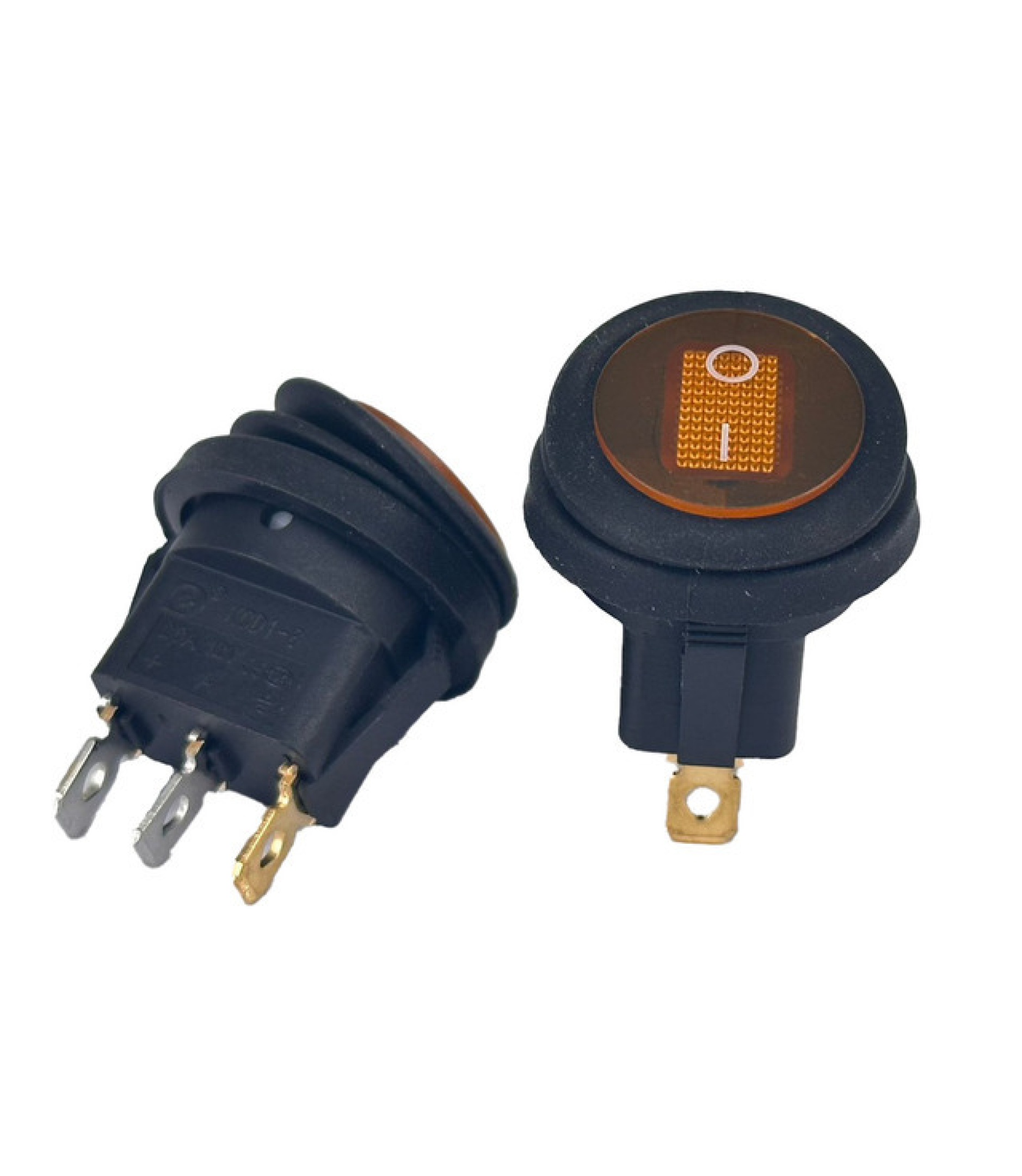 Round Waterproof Rocker Switch Yellow ON/OFF SPST Panel Mount LAMP 12V