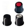 Black body Red Top Knob 16x15mm Shaft 6.4mm