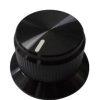 Black Knurled Aluminum 15x24mm knob with skirted Shaft 6.4mm
