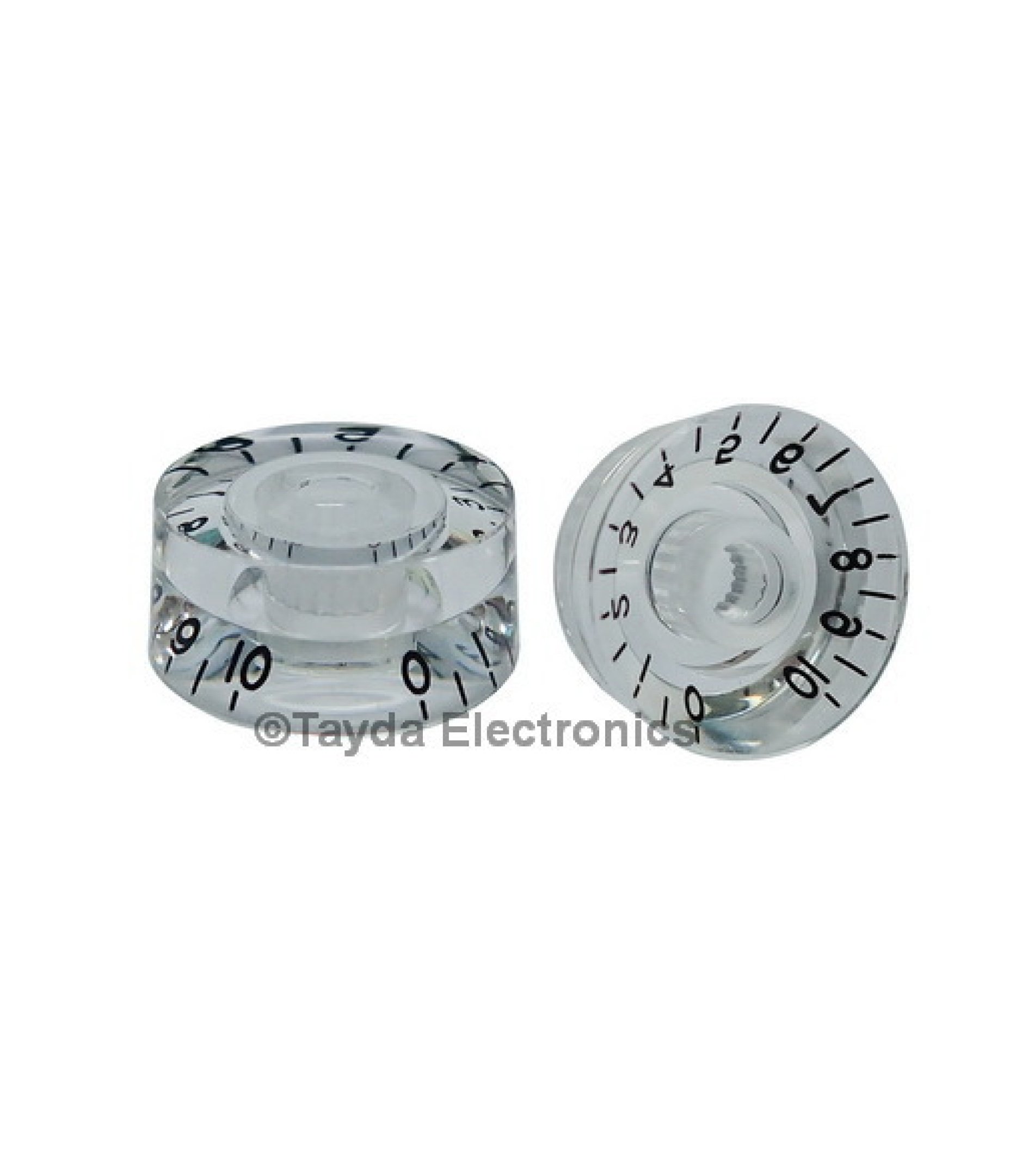Clear Gibson Style Speed Knob Embossed Black Numbering