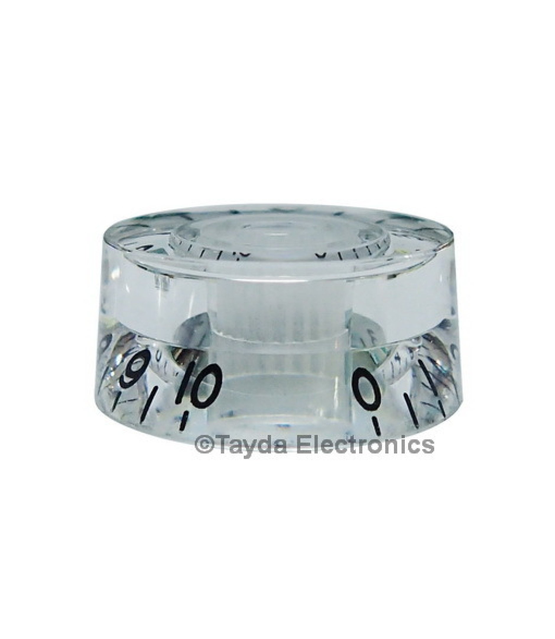 Clear Gibson Style Speed Knob Embossed Black Numbering