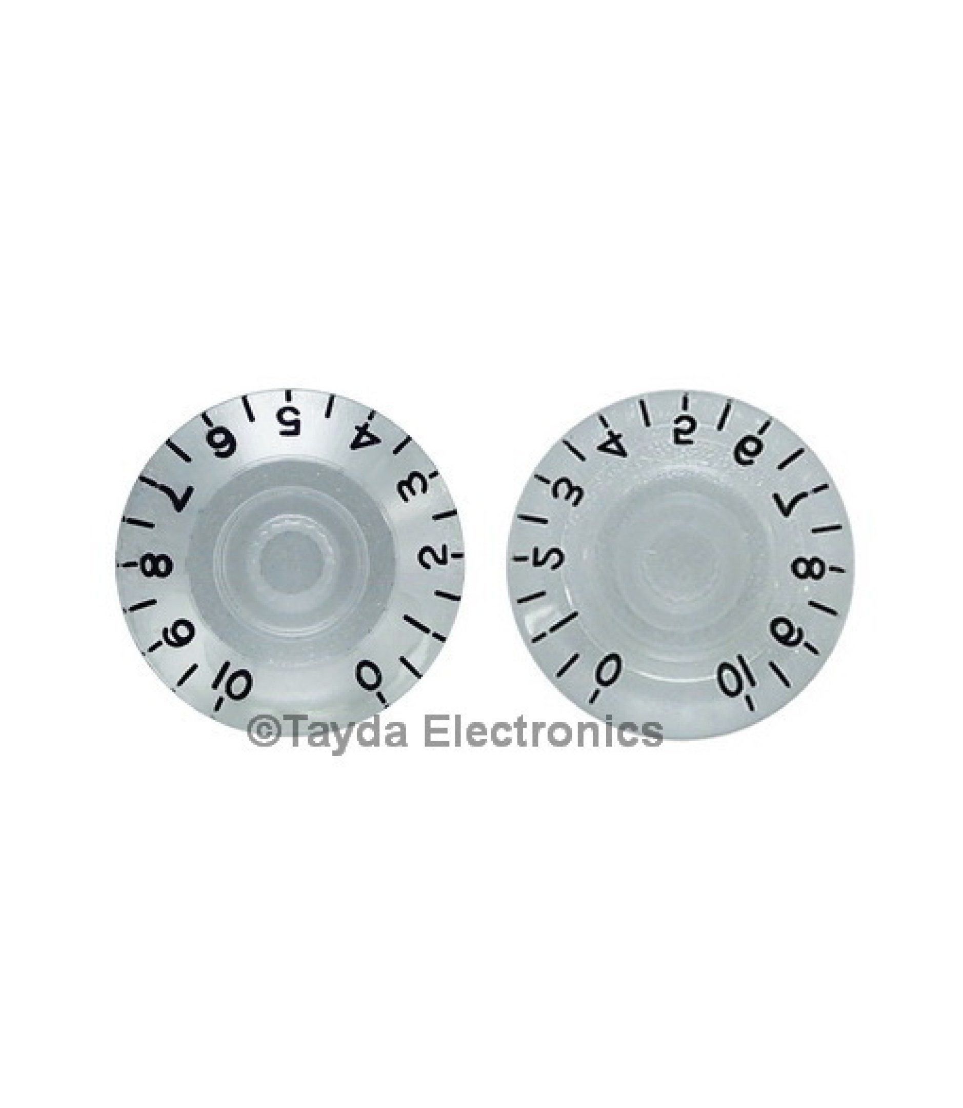Clear Gibson Style Speed Knob Embossed Black Numbering