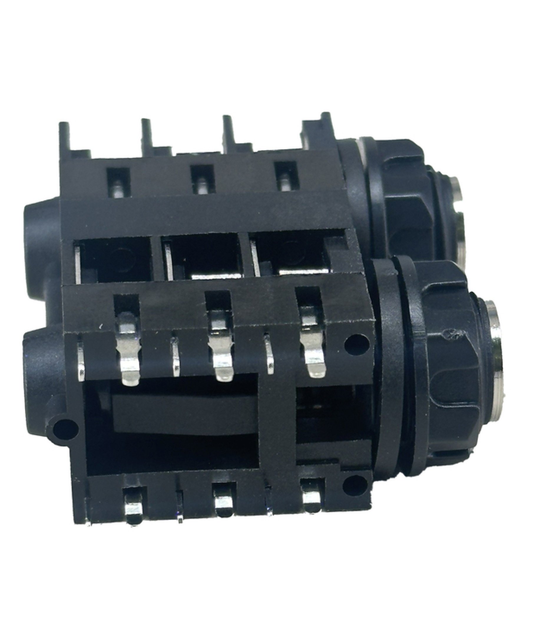 6.35mm 1/4" Stereo Insulated Dual Socket Jack 12 PCB Pins