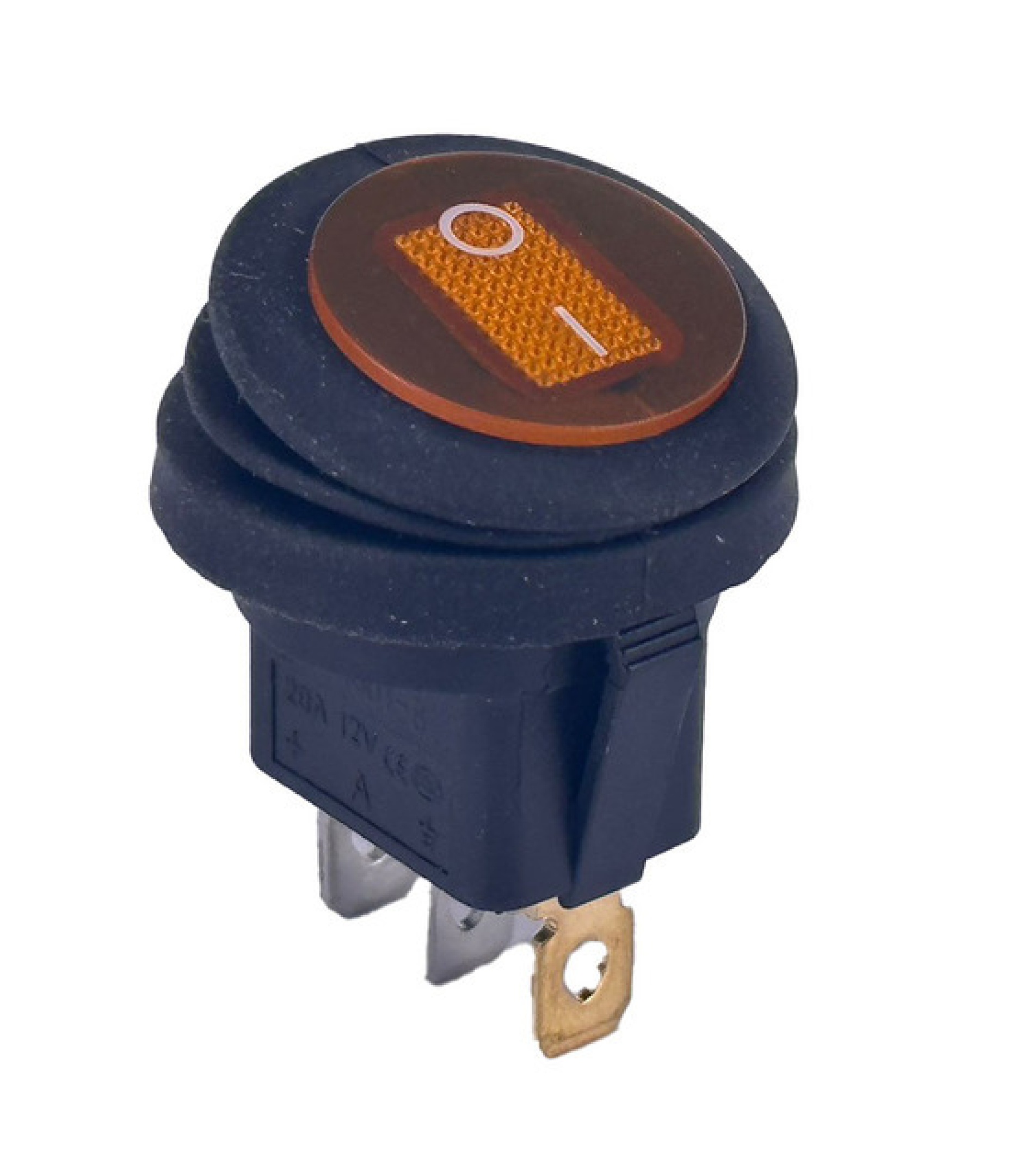 Round Waterproof Rocker Switch Yellow ON/OFF SPST Panel Mount LAMP 12V