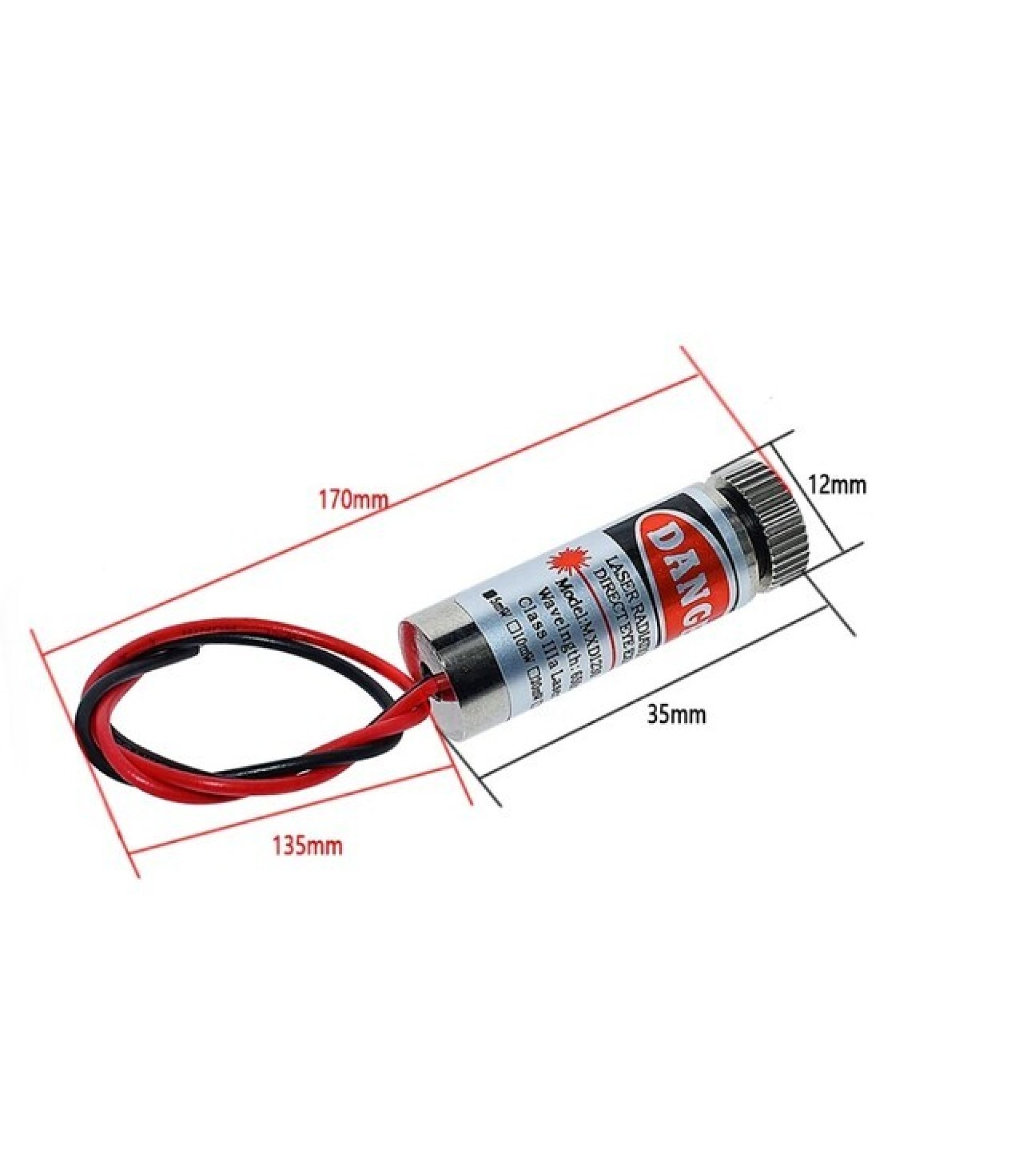 650nm Red Laser with Dot Mark Glass Lens