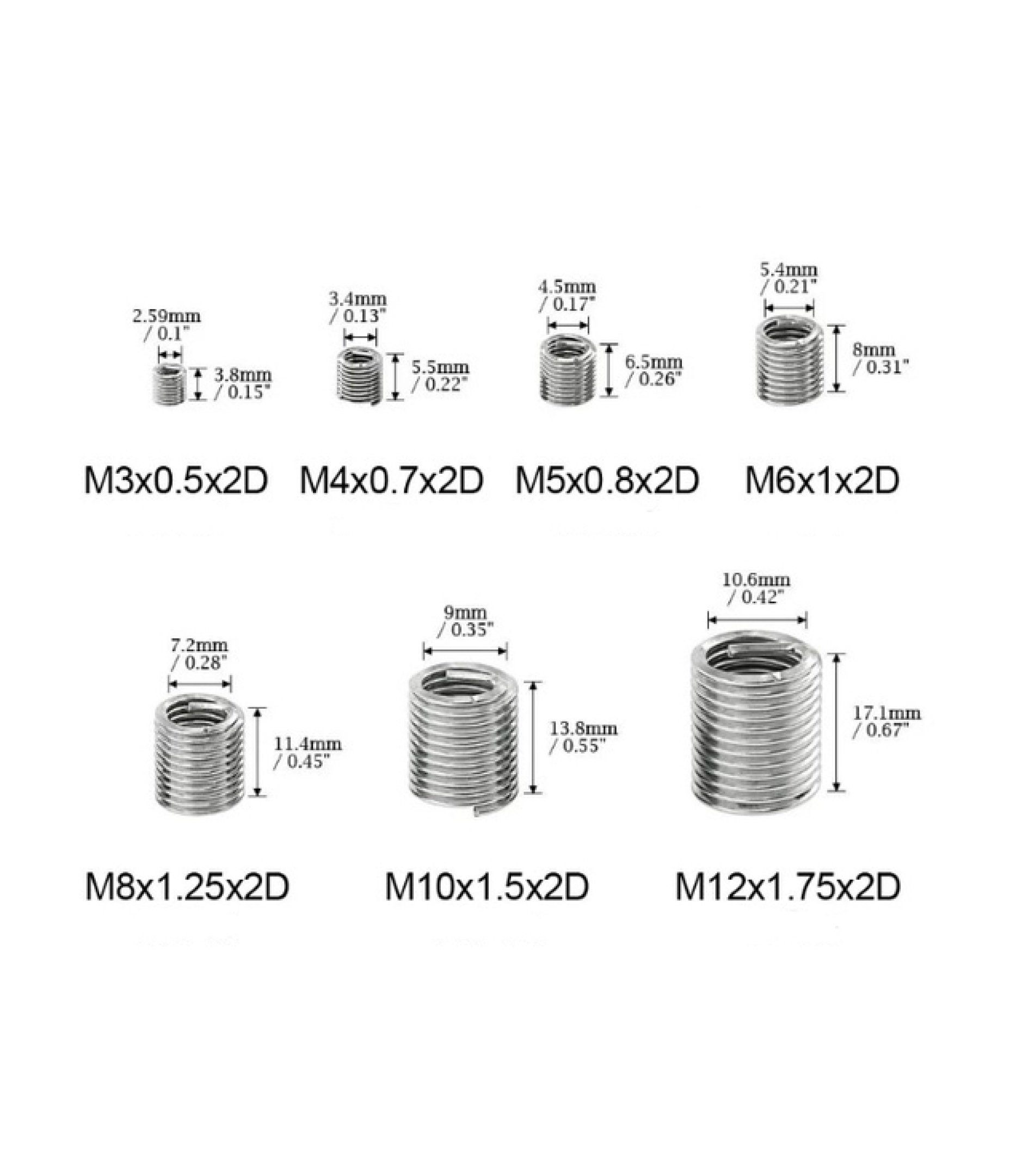Stainless Steel 2D Fastening Thread Insert SET 60PCS