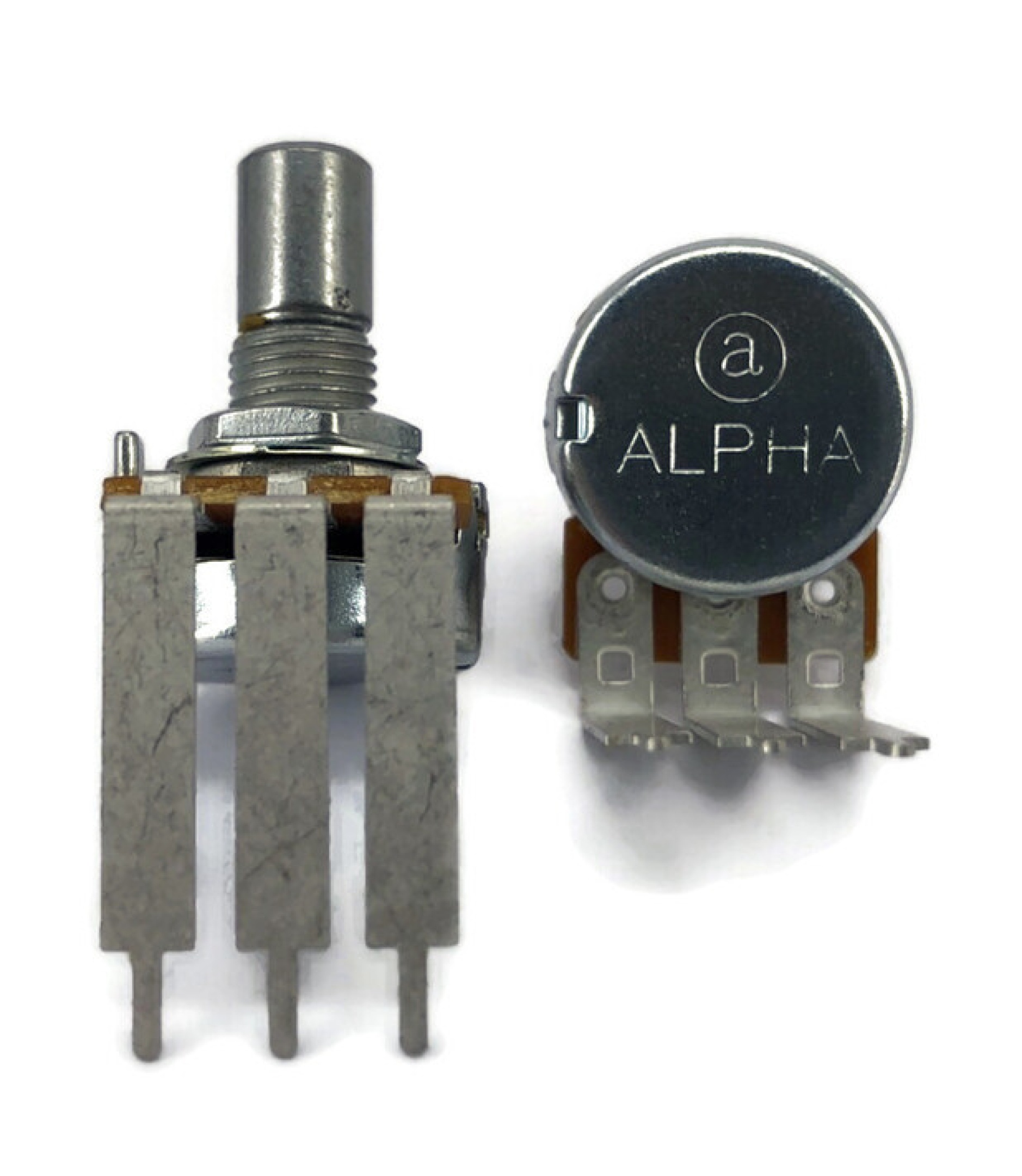 100K OHM Logarithmic Taper Potentiometer PCB Mount Round Shaft Dia: 6.35mm