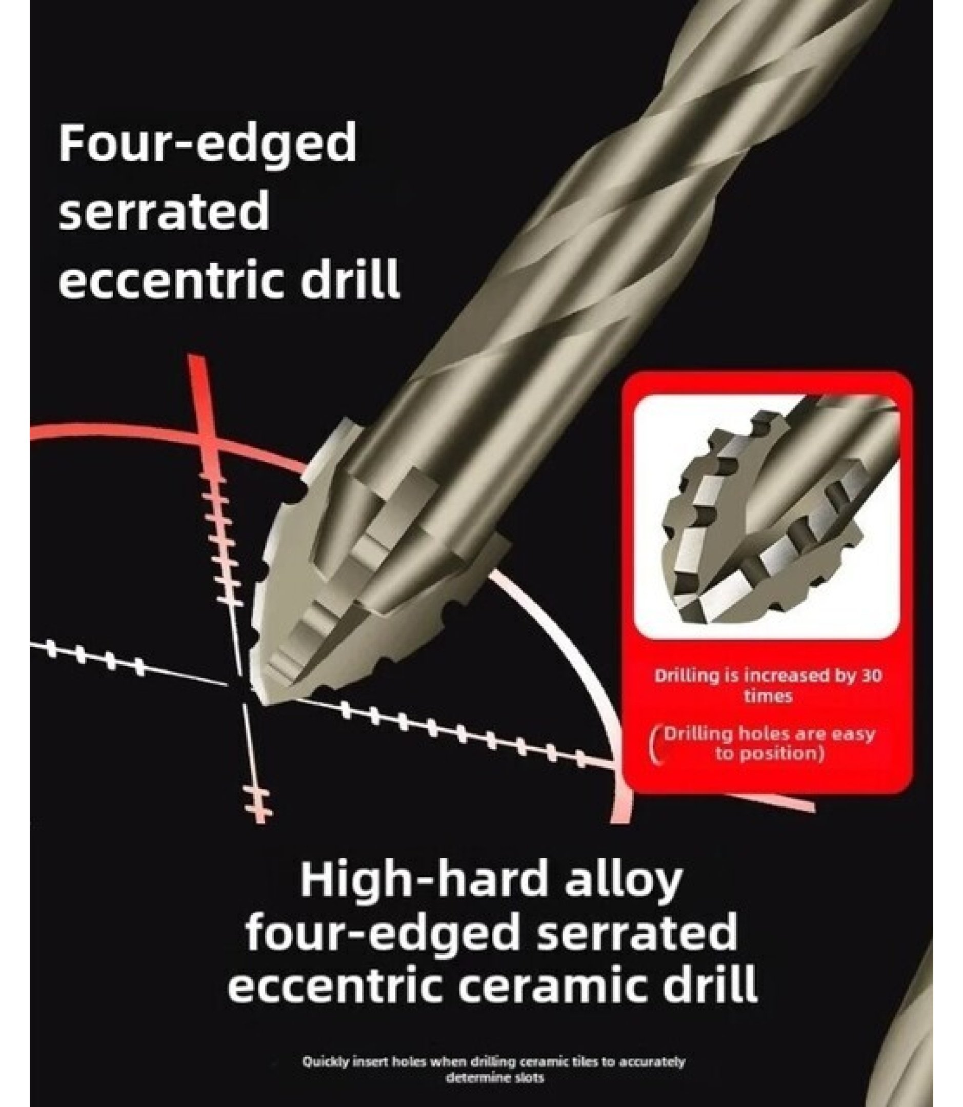 Four-edged eccentric drill bit 6/8/10mm Set
