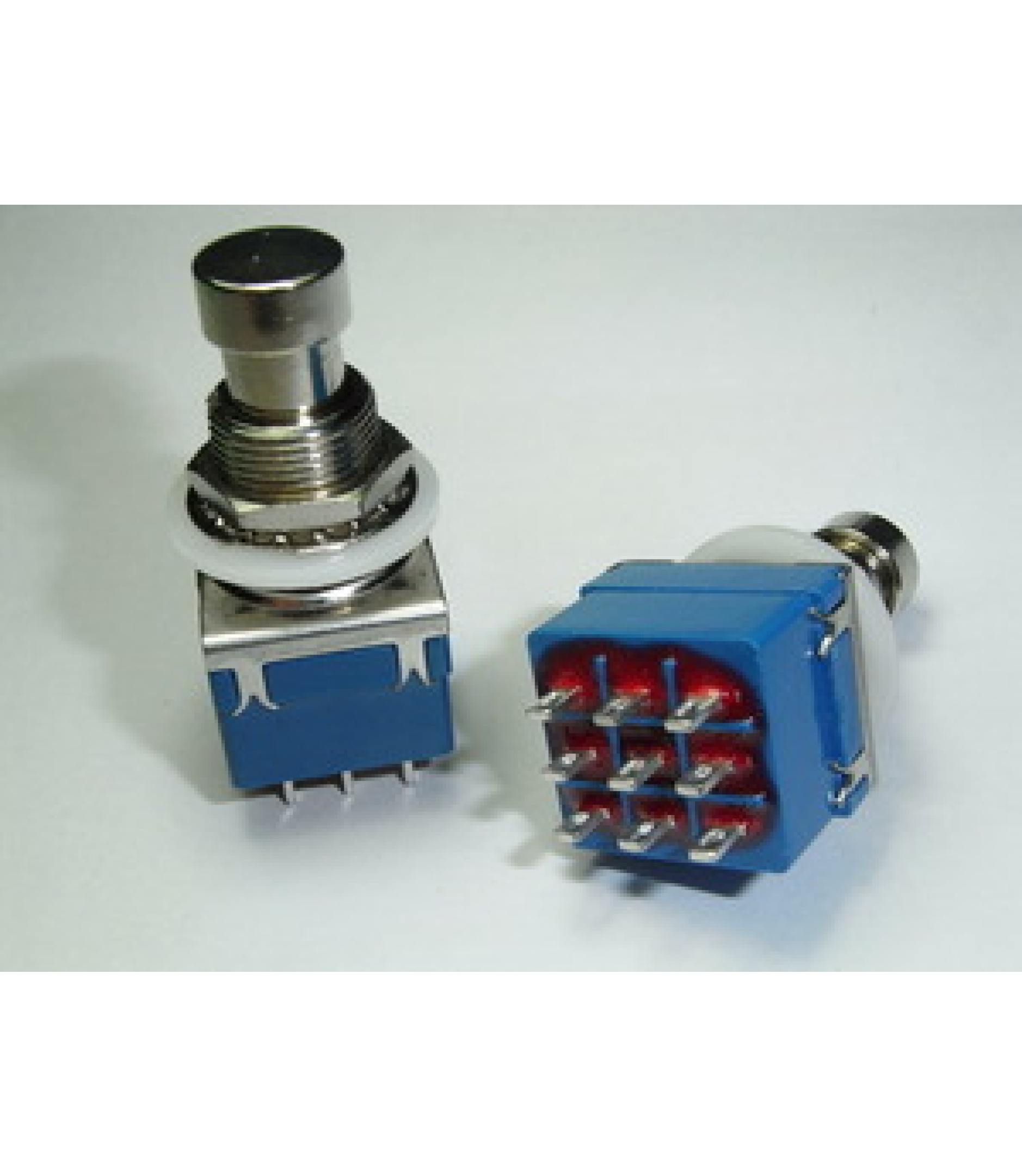 Electronic component image of 3PDT Stomp Footswitch Pedal for electronic musical equipment.