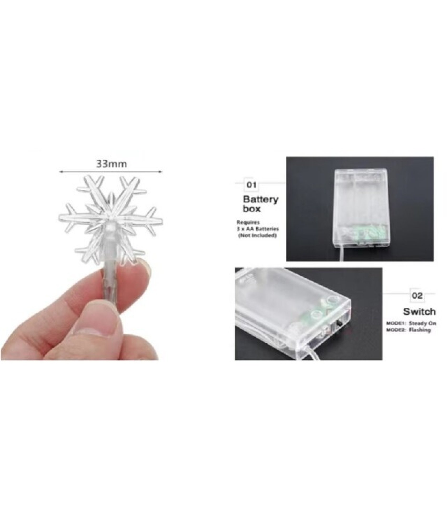 3M 20LED Snowflake Decoration Christmas Lights IP65