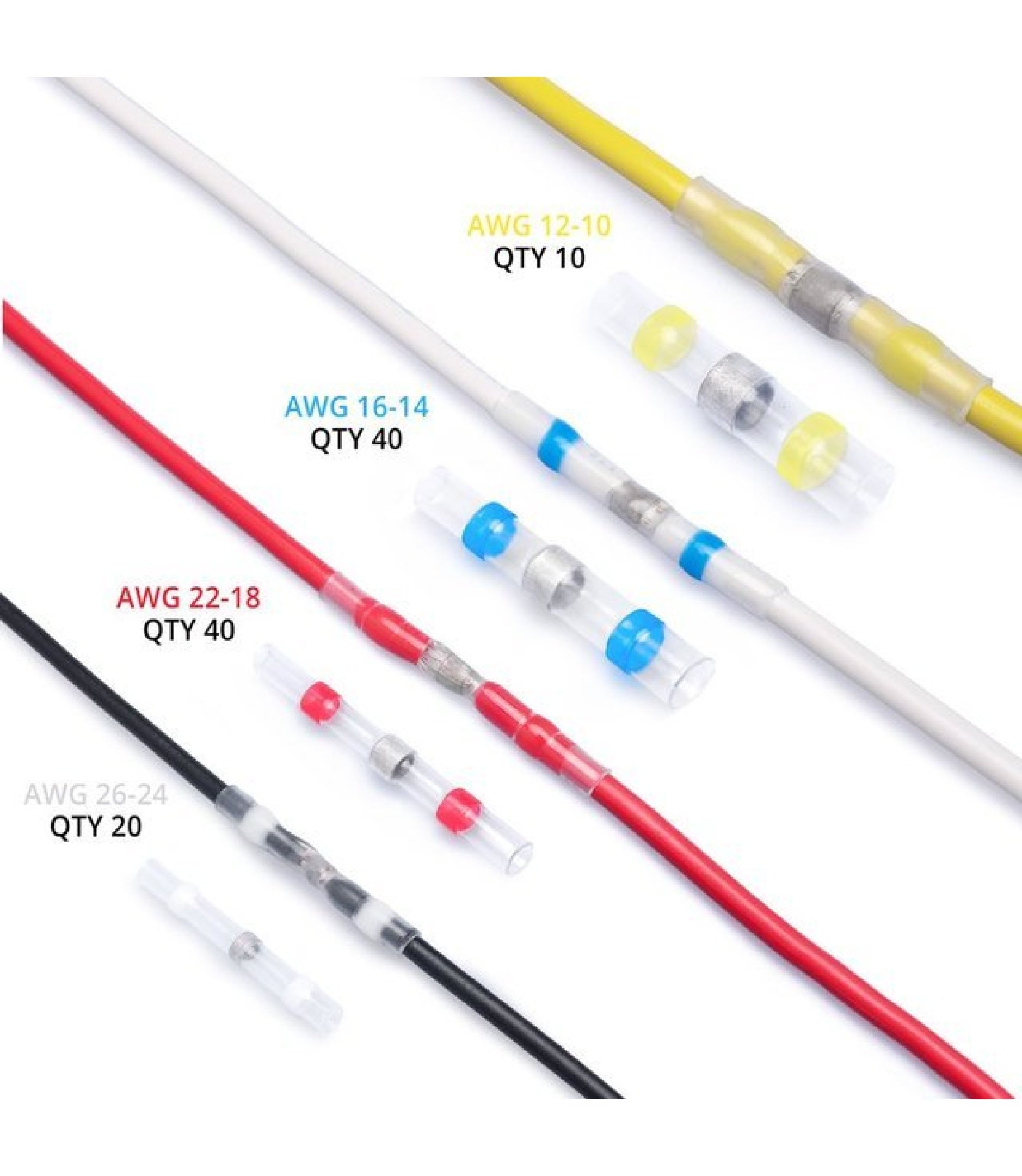 White Waterproof Heat Shrink Solder Wire Connectors AWG 26-24