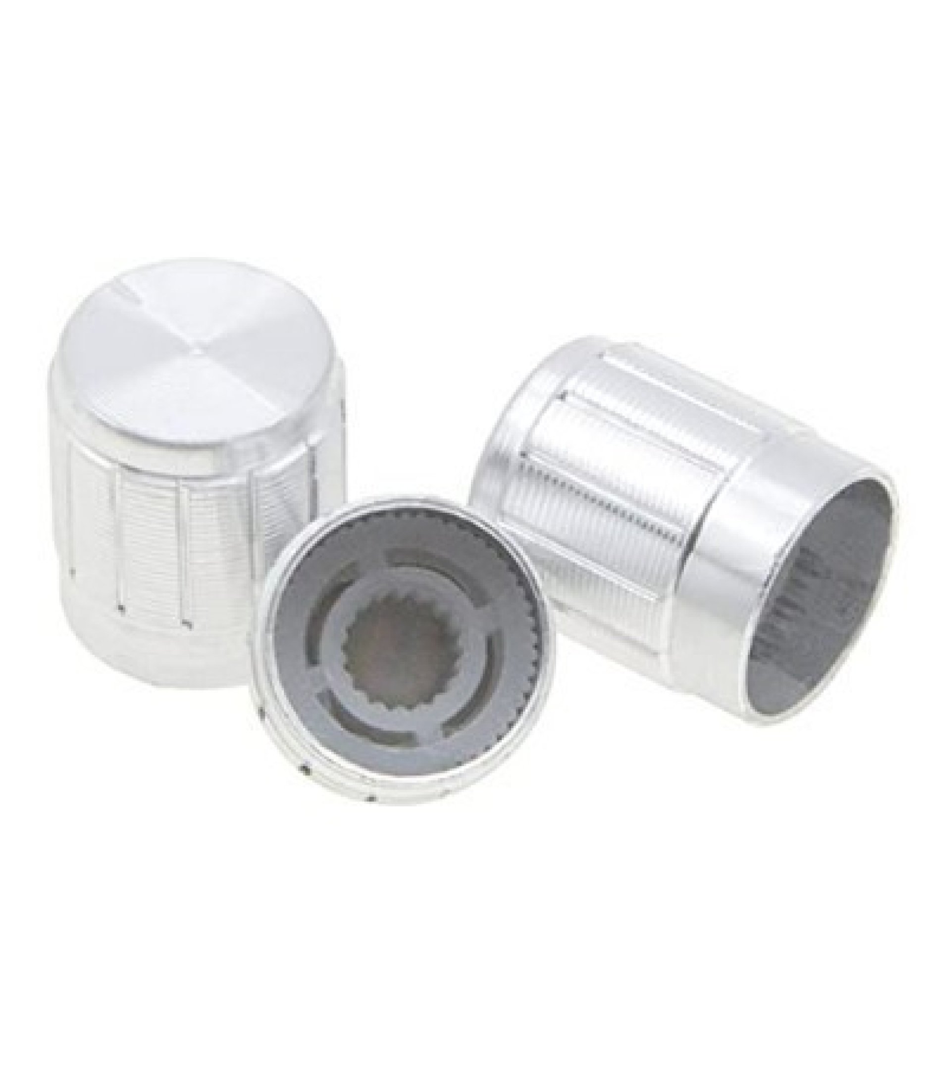 Knurled Aluminum Silver Knob 15x17mm Shaft Diameter 6x18T