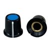 Black body Blue Top Knob 16x15MM Shaft 6.4mm