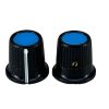 Black body Blue Top Knob 16x15MM Shaft 6.4mm