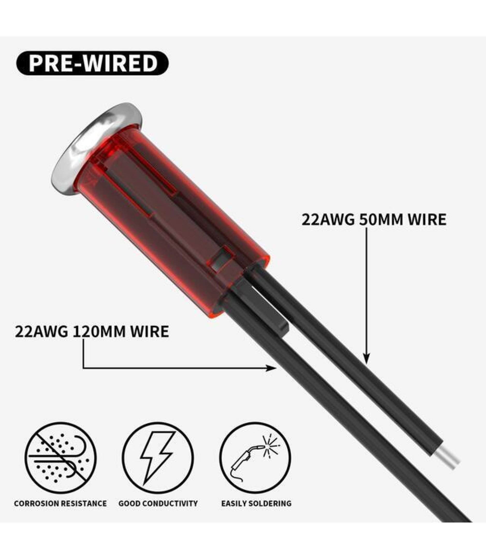 12V Plastic RED LED indicator