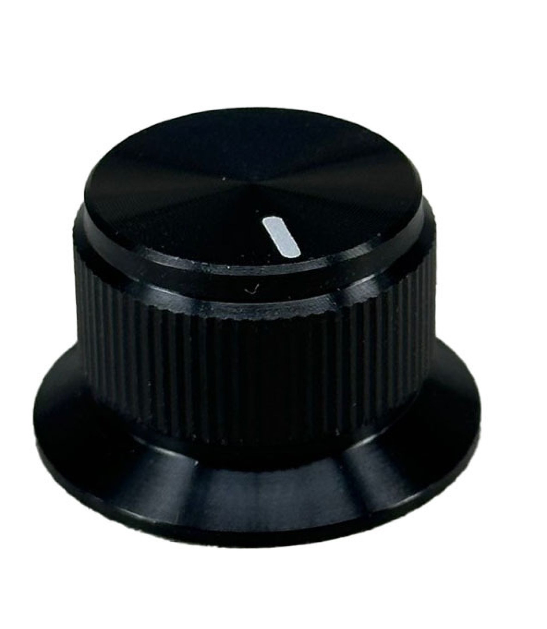 Black Knurled Aluminum 15x24mm knob with skirted Shaft 6.4mm