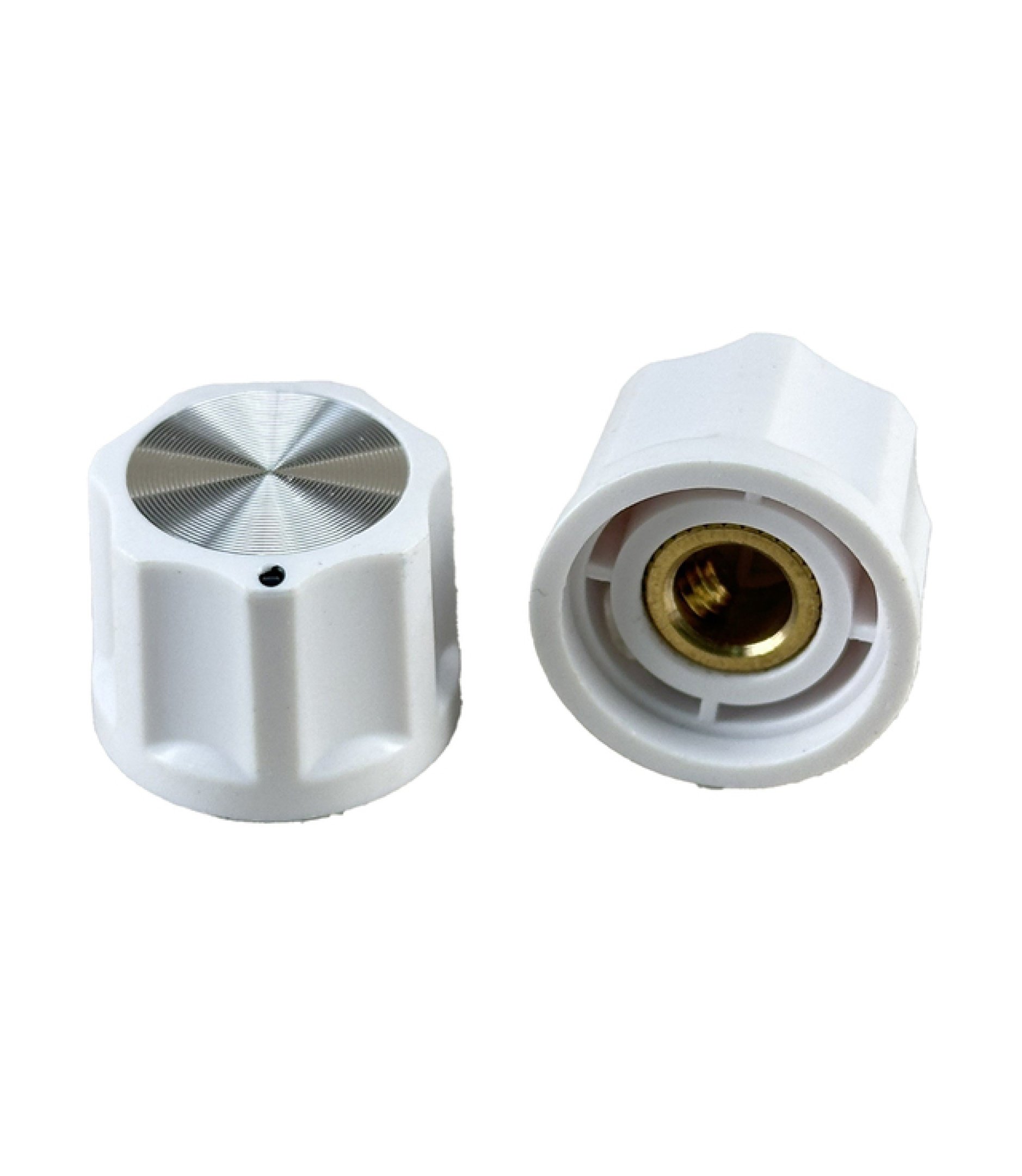 White Moog Knob 16x21mm Shaft 6.4mm