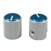 Aluminum Silver Body Blue Cap Knob 12.5x15mm Shaft 6.4mm