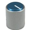 Aluminum Silver Body Blue Cap Knob 12.5x15mm Shaft 6.4mm