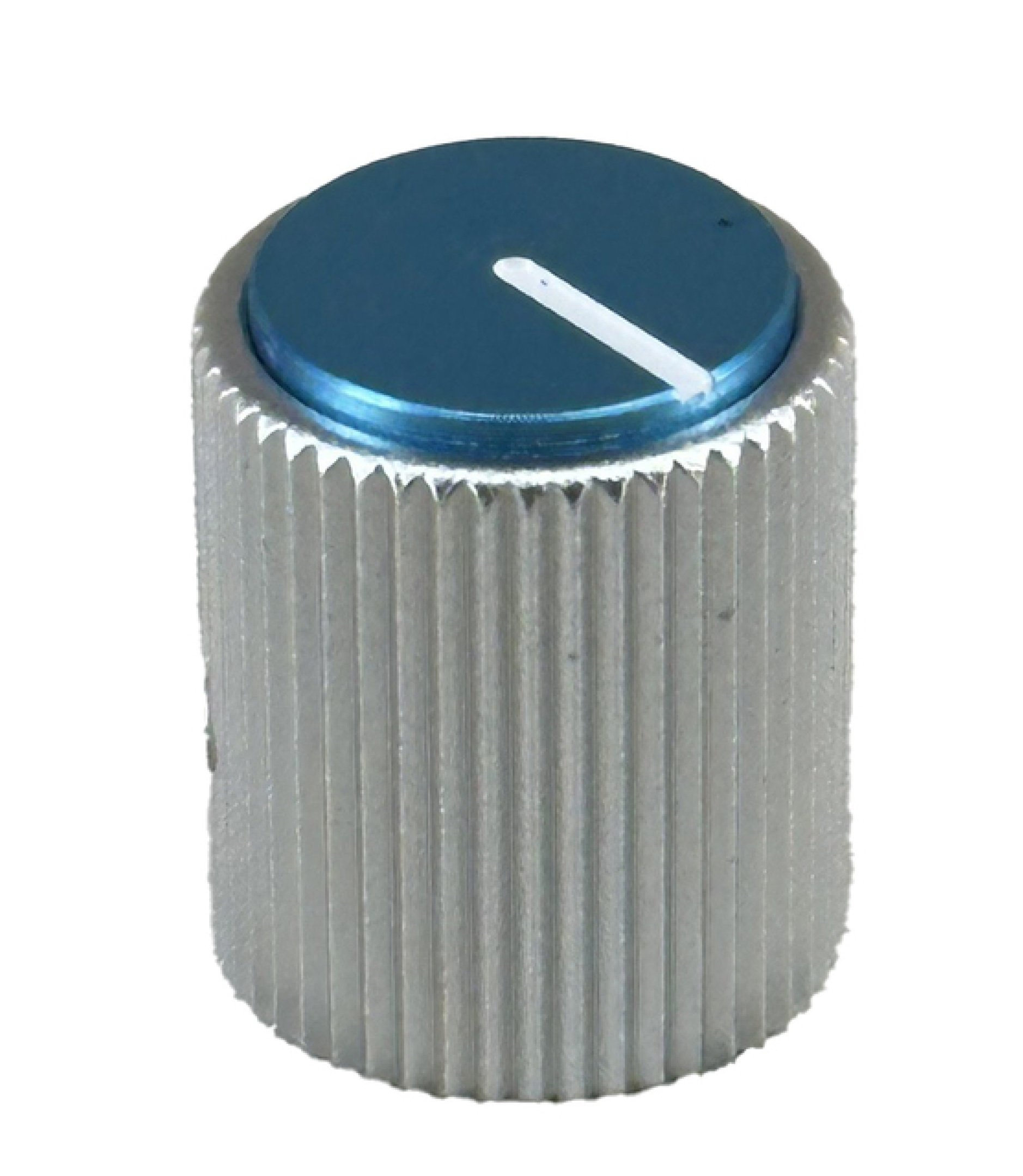 Aluminum Silver Body Blue Cap Knob 12.5x15mm Shaft 6.4mm