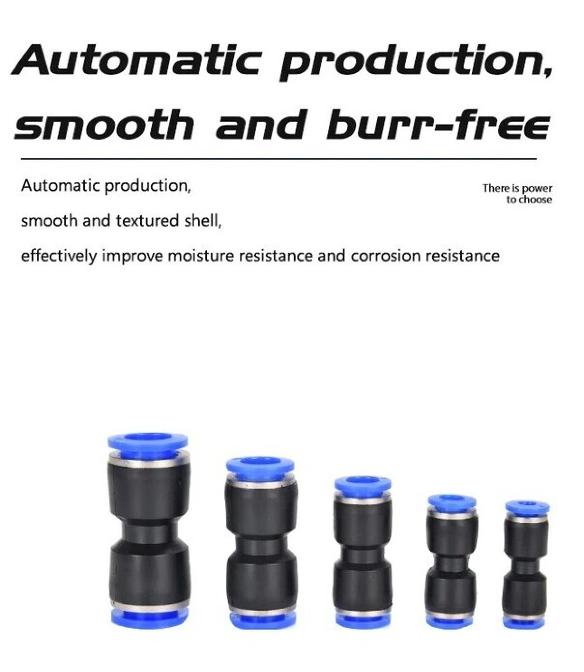 60PCS Air Straight Pneumatic Fittings PU 1/2",3/8",5/6",1/4",5/32"