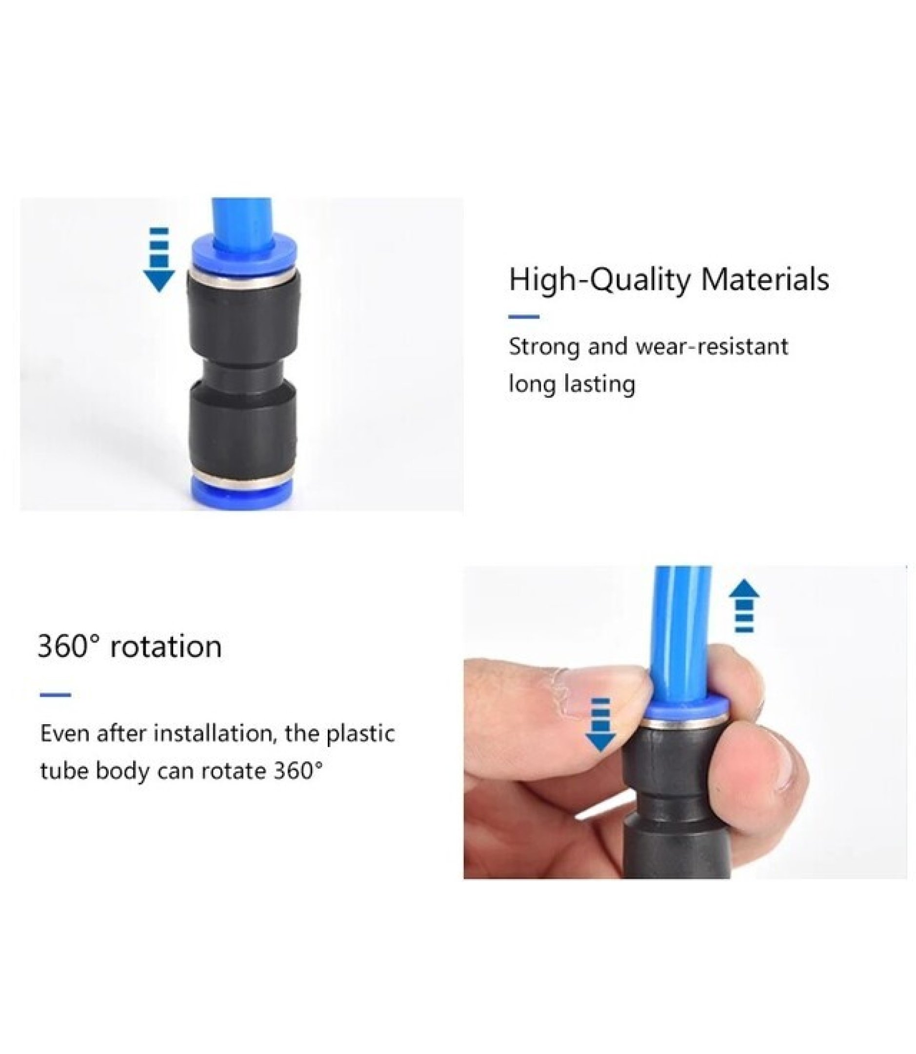 60PCS Air Straight Pneumatic Fittings PU 1/2",3/8",5/6",1/4",5/32"