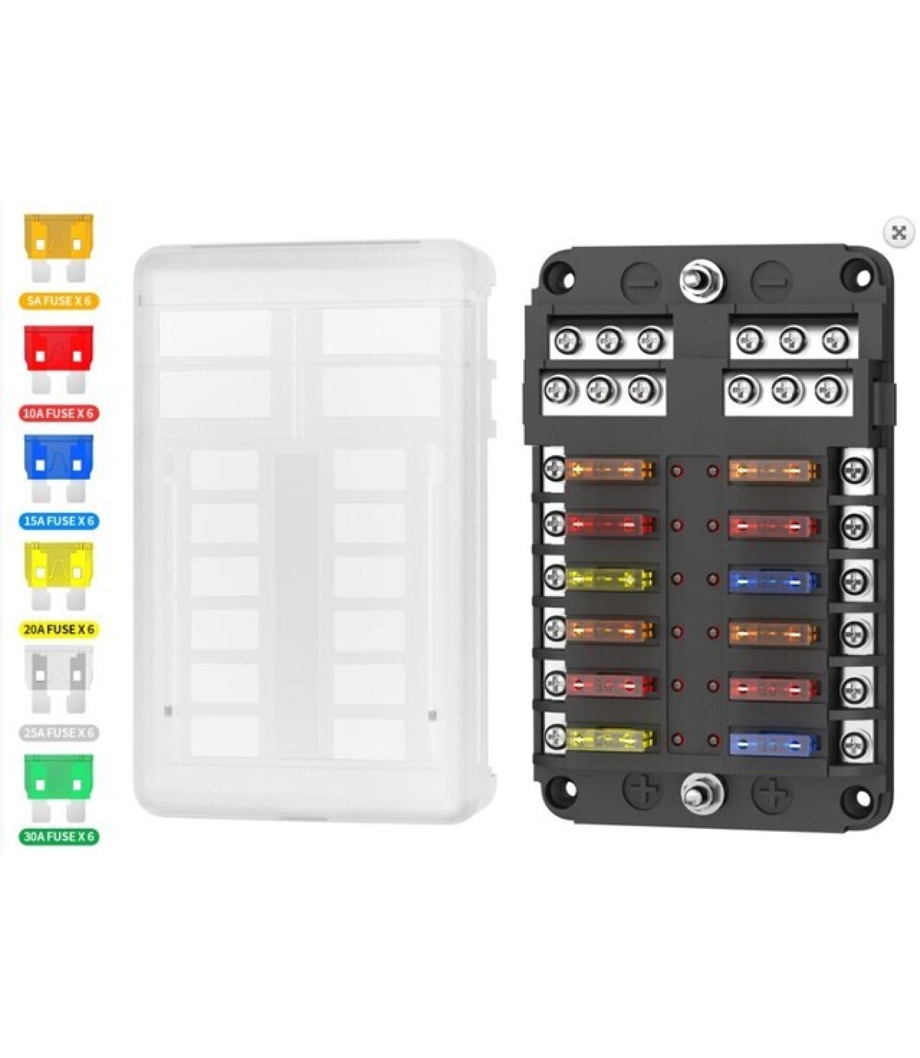 12 Way Block With Negative Bus Blade Fuse Block FB-1714