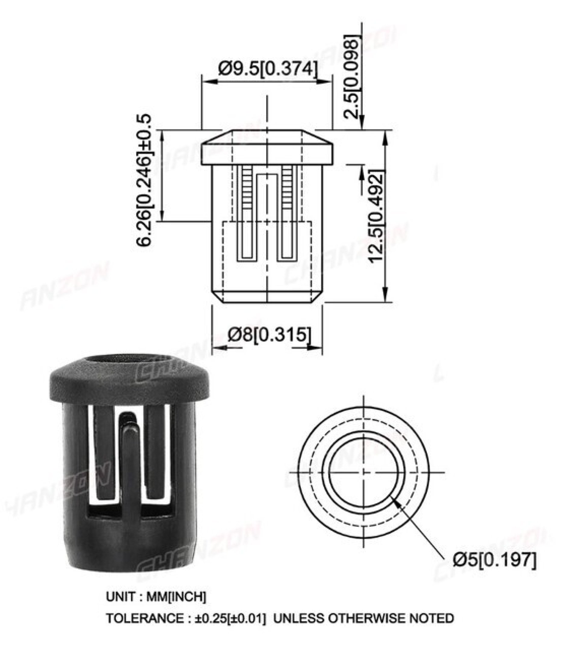 5mm Bezel LED Panel Mounting Plastic Clip