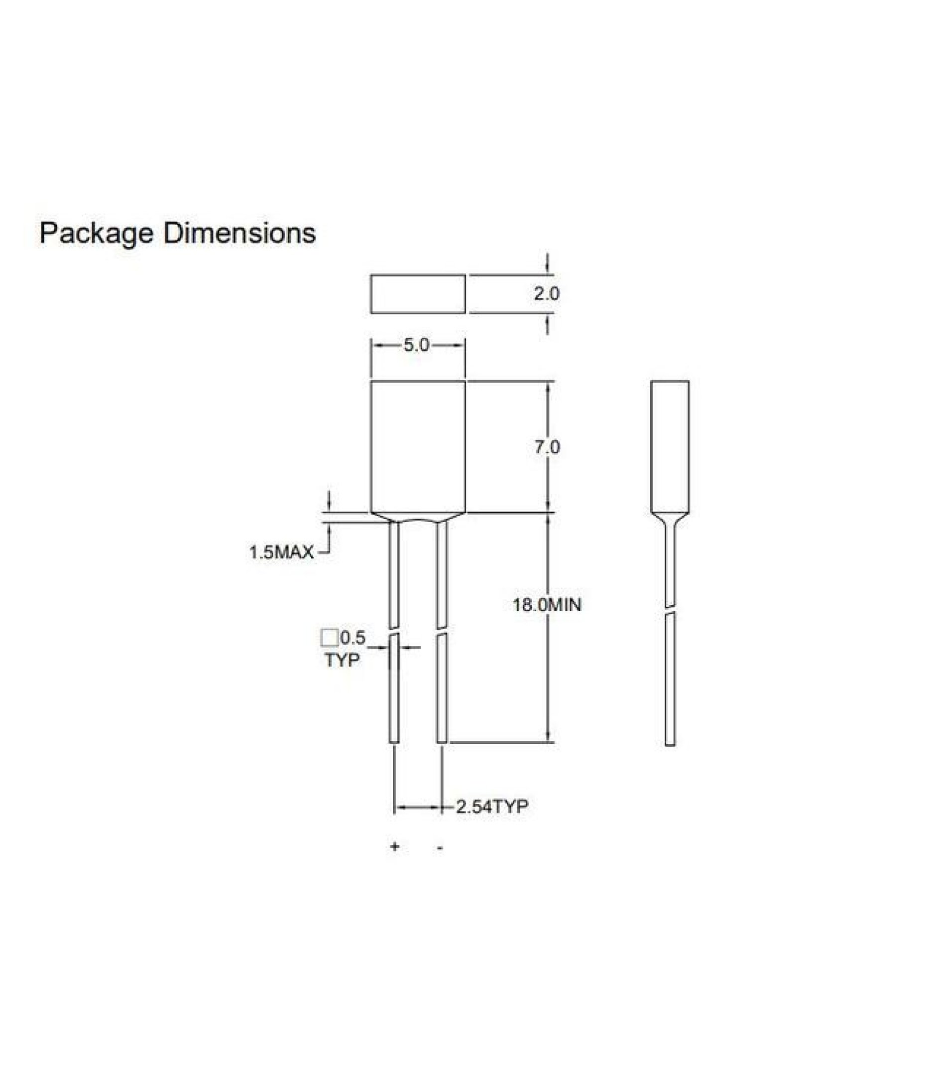 LED Rectangular Green 2x5mm