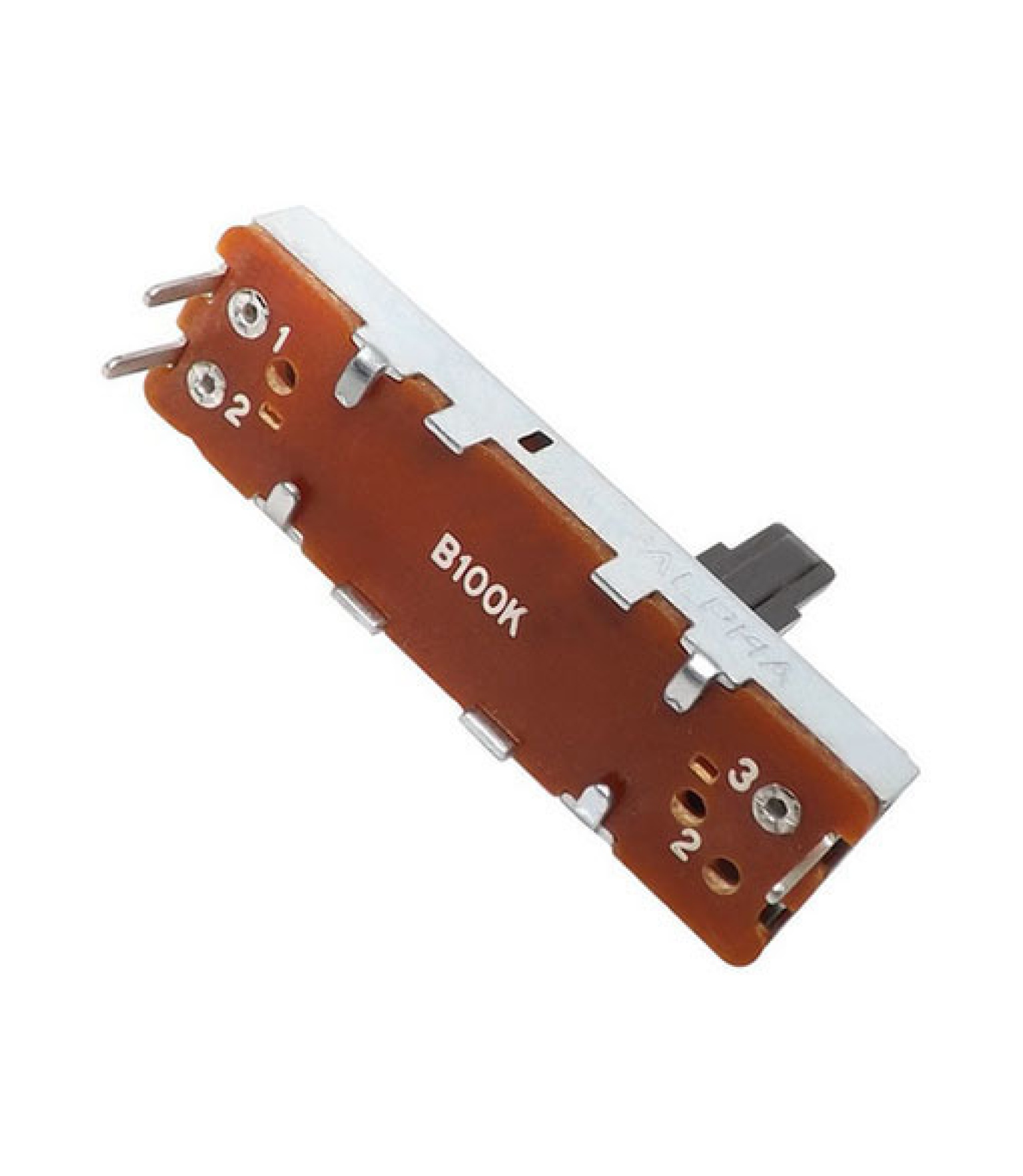 100K OHM Linear Taper Slide Potentiometer PCB Mount Plastic Shaft Lever Height: 15mm Center Click