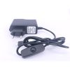 YGY AC 100V-240V to DC 5V 3A Micro USB Power Supply Adapter EU Plug On/Off Switch Button