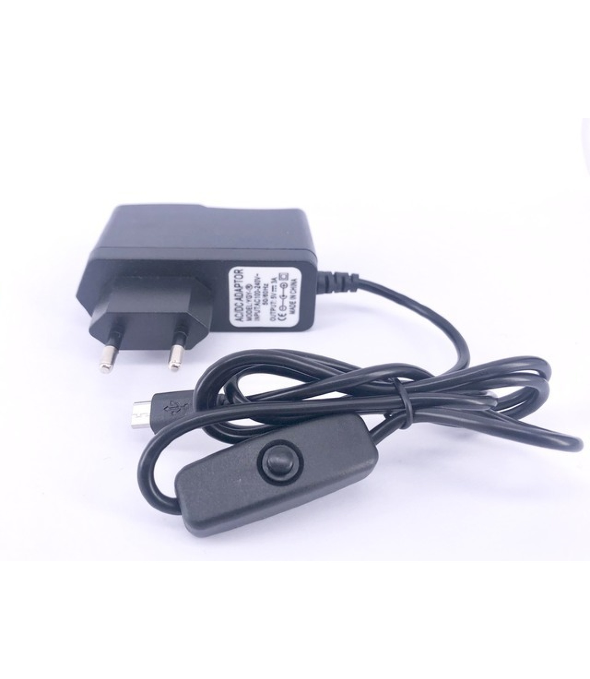 YGY AC 100V-240V to DC 5V 3A Micro USB Power Supply Adapter EU Plug On/Off Switch Button