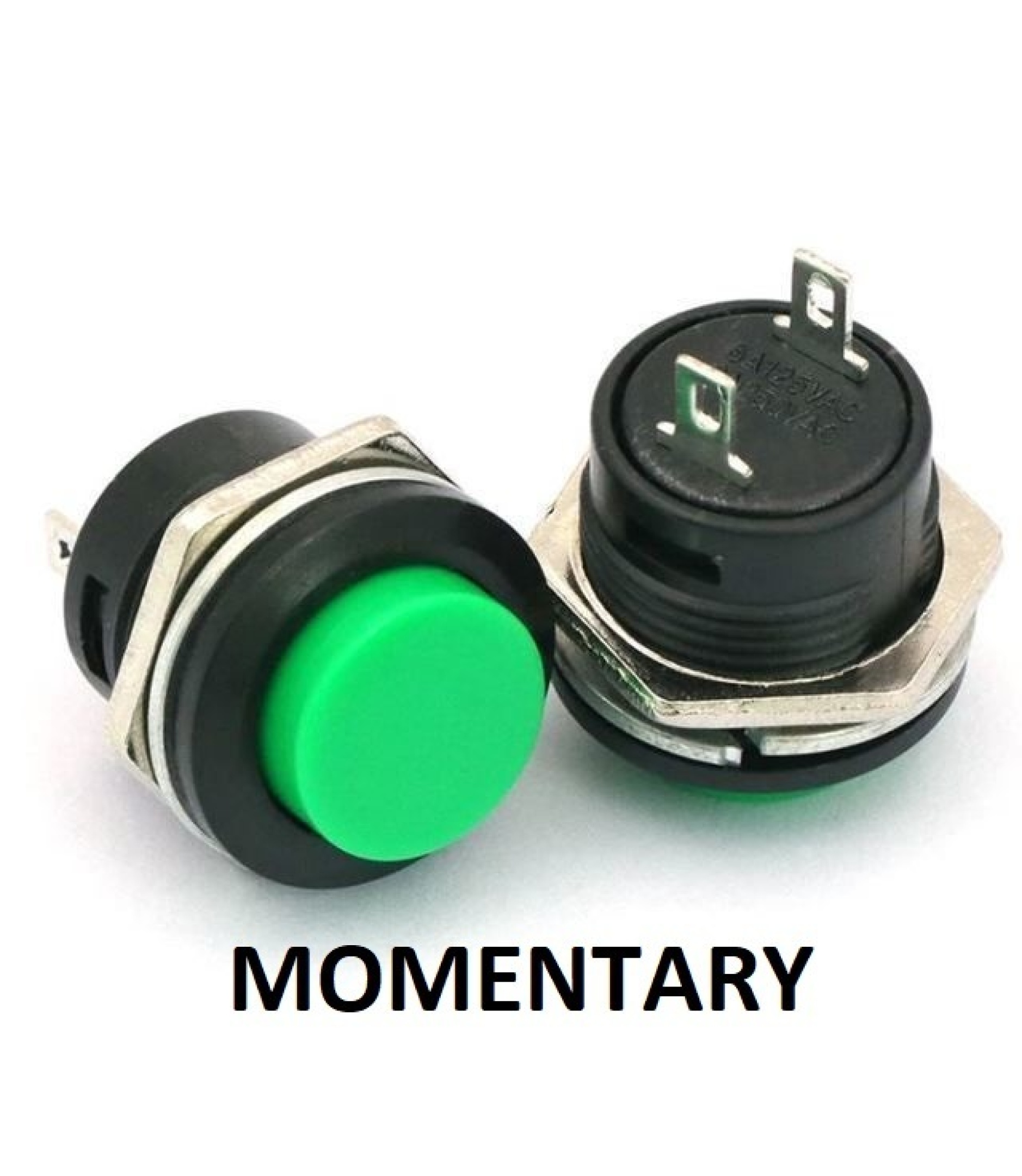 PUSH BUTTON SWITCH MOMENTARY Green Color SPST 3A 250VAC
