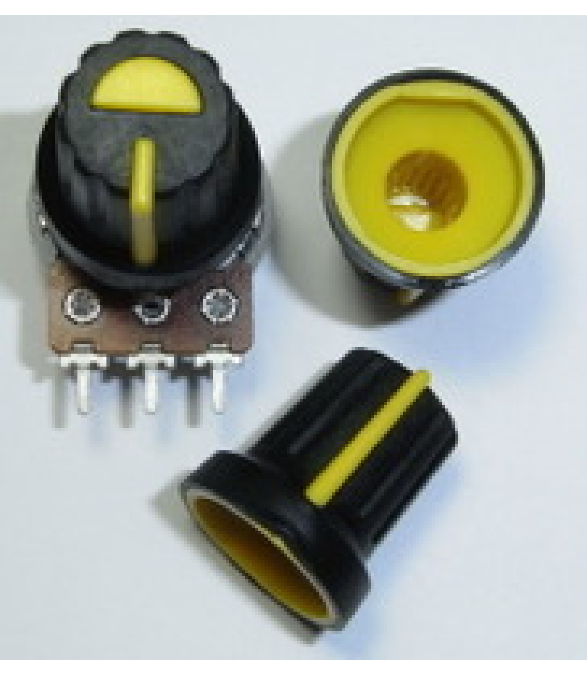 A-326_4_1.jpg Black Plastic Knob with Yellow Pointer