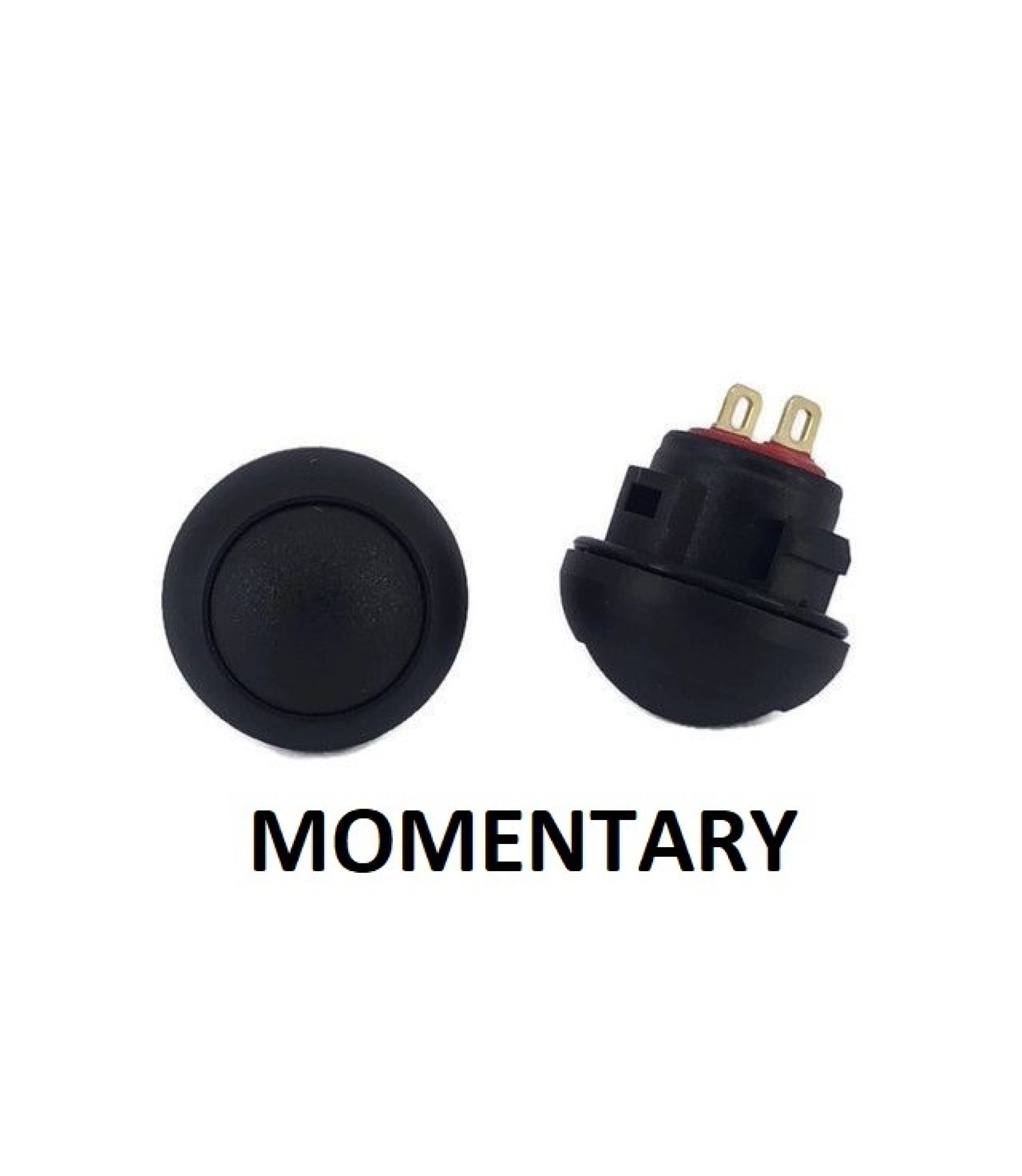 Push Button Switch OFF-(ON) Momentary SPST Black Round Cap