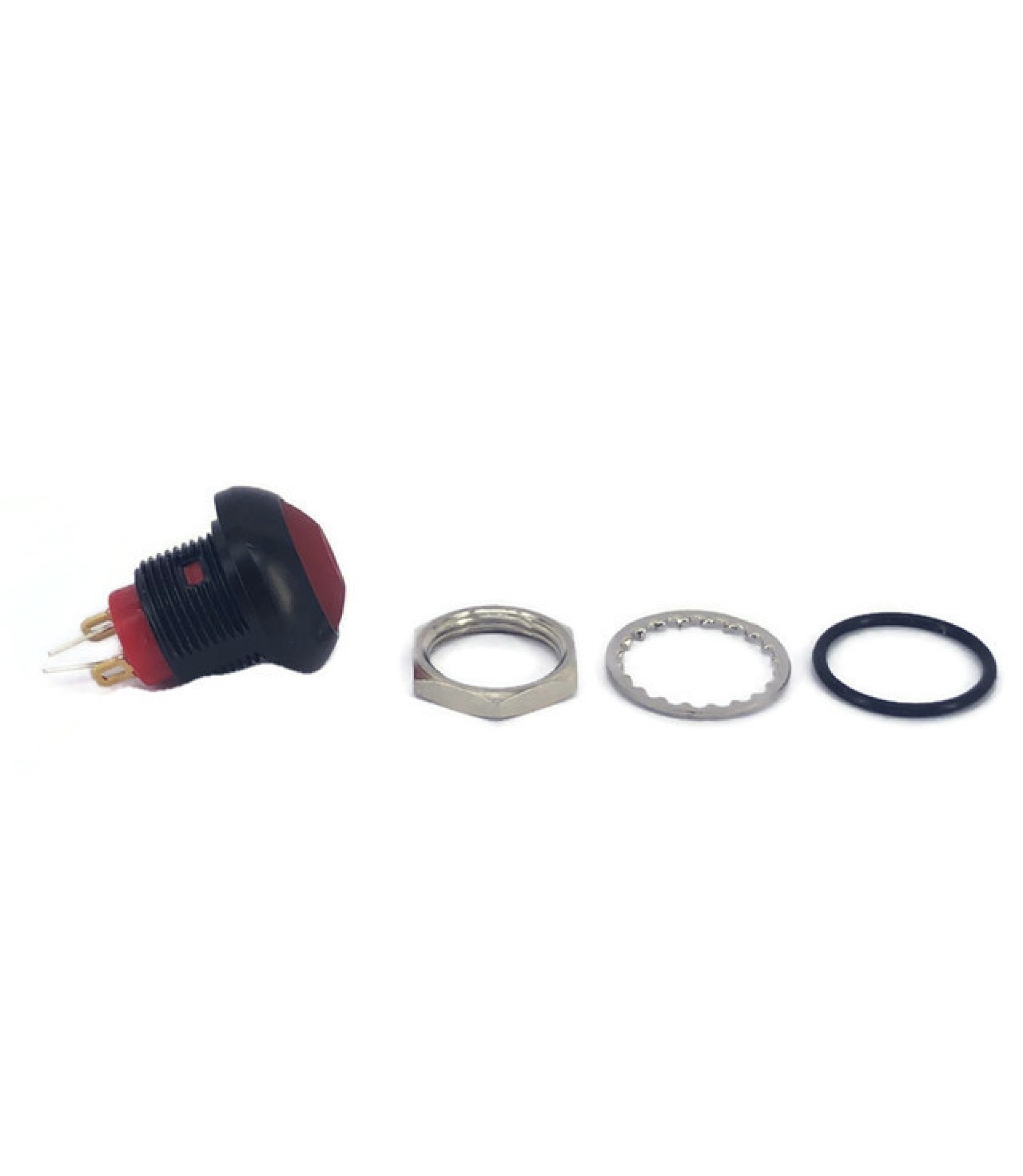 A-3490-1.jpg.jpg Illuminated Push Button Switch Momentary SPST Red Flat Cap with LED White Color