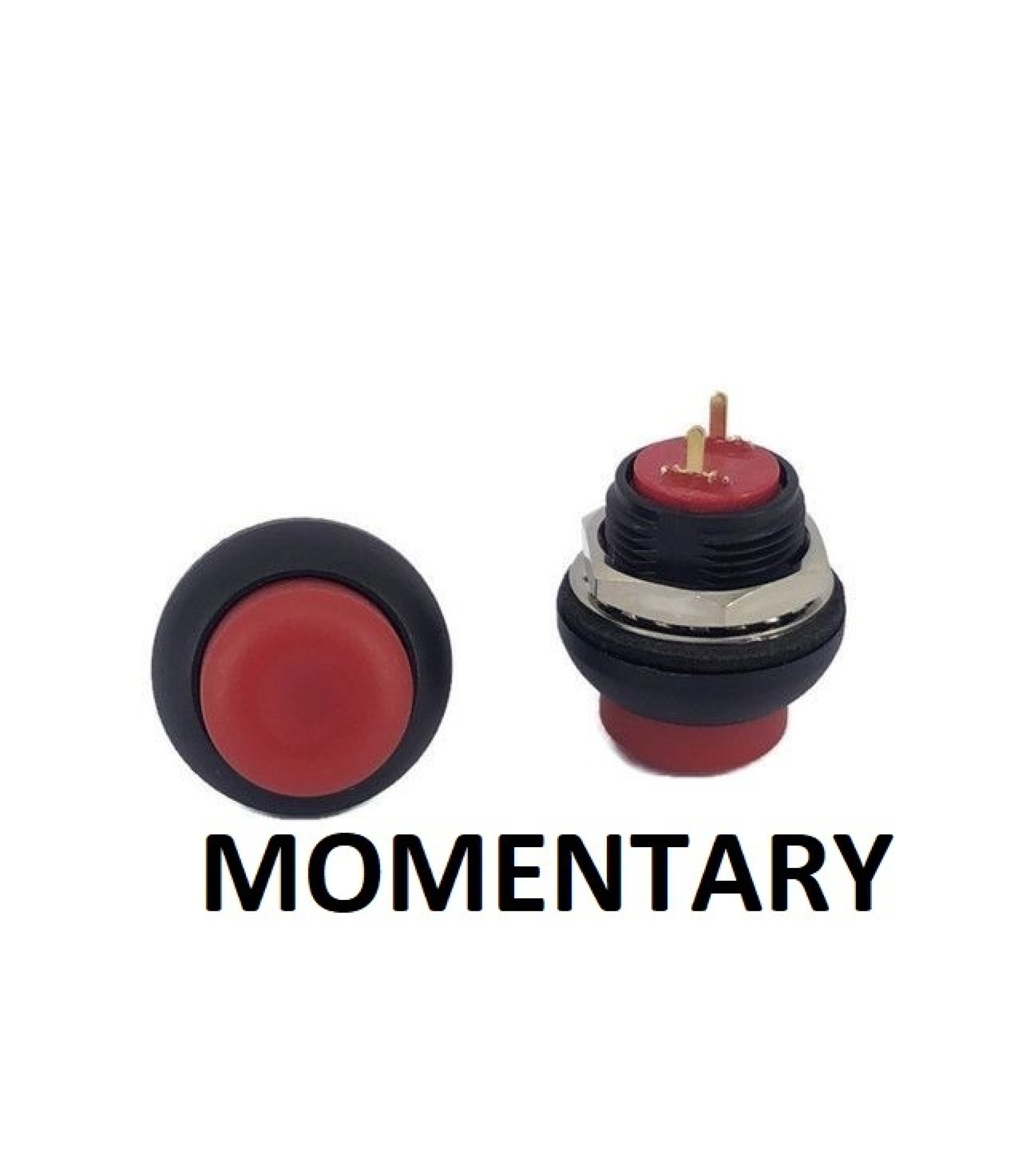 Push Button Switch OFF-(ON) Momentary SPST Red High Cap