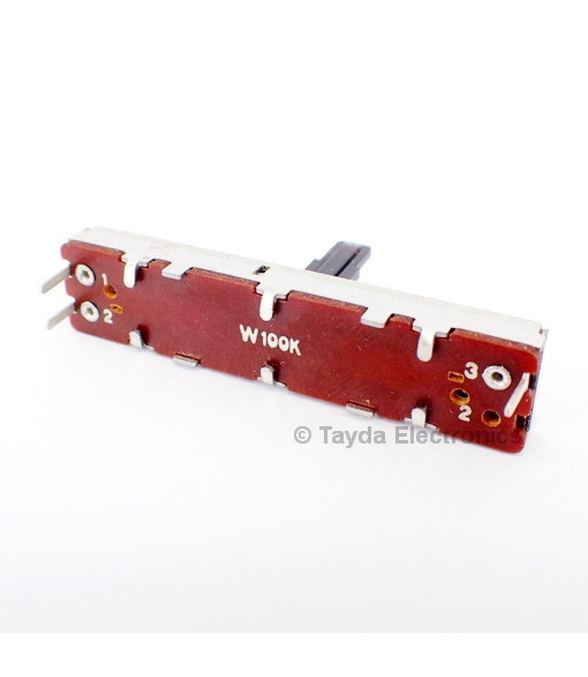 100K OHM W-Taper W100K Slide Potentiometer Center Detent PCB Mount Plastic Shaft Lever Height: 15mm