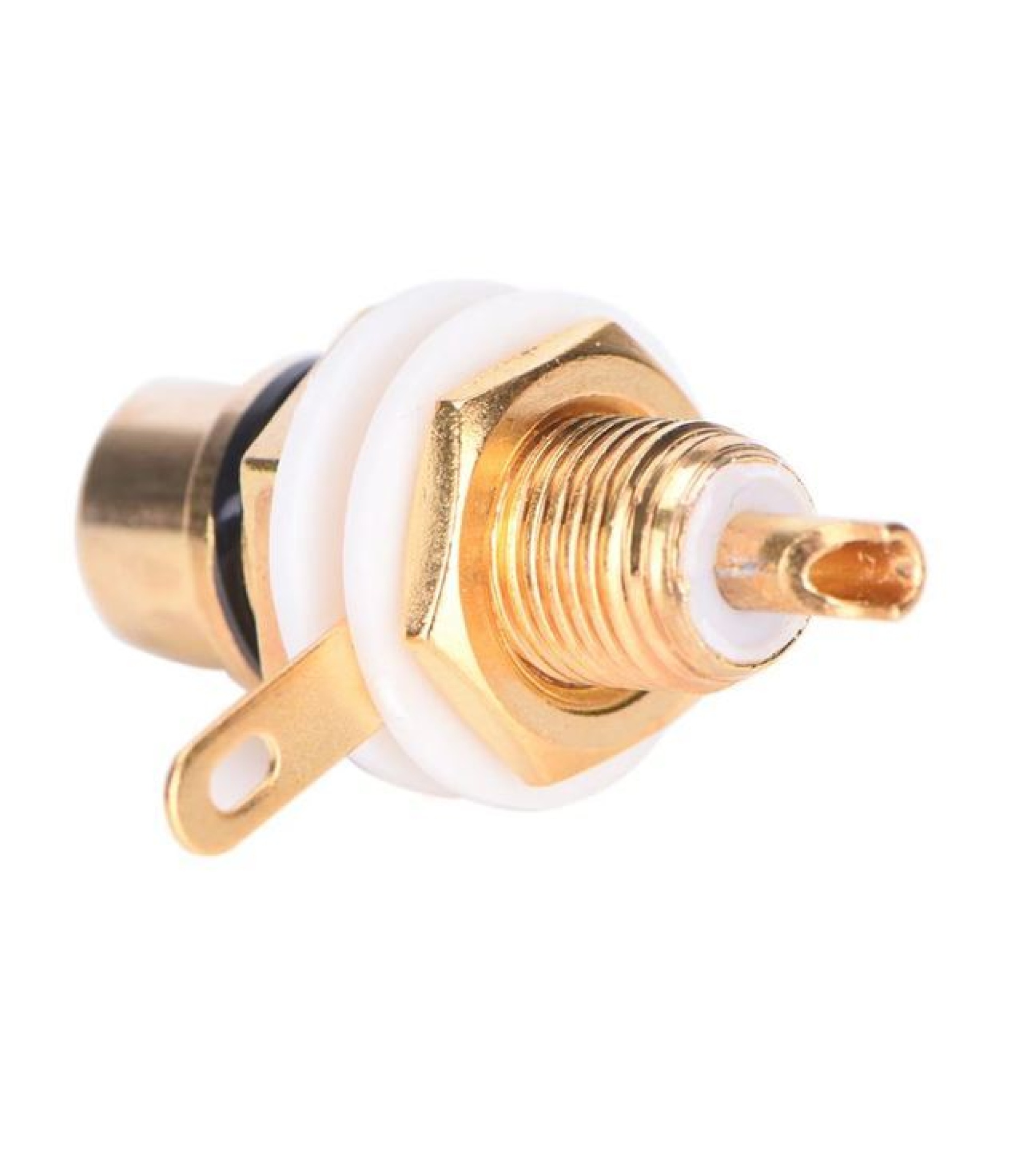RCA Female Plug Socket Connector Gold plated White Loop Black