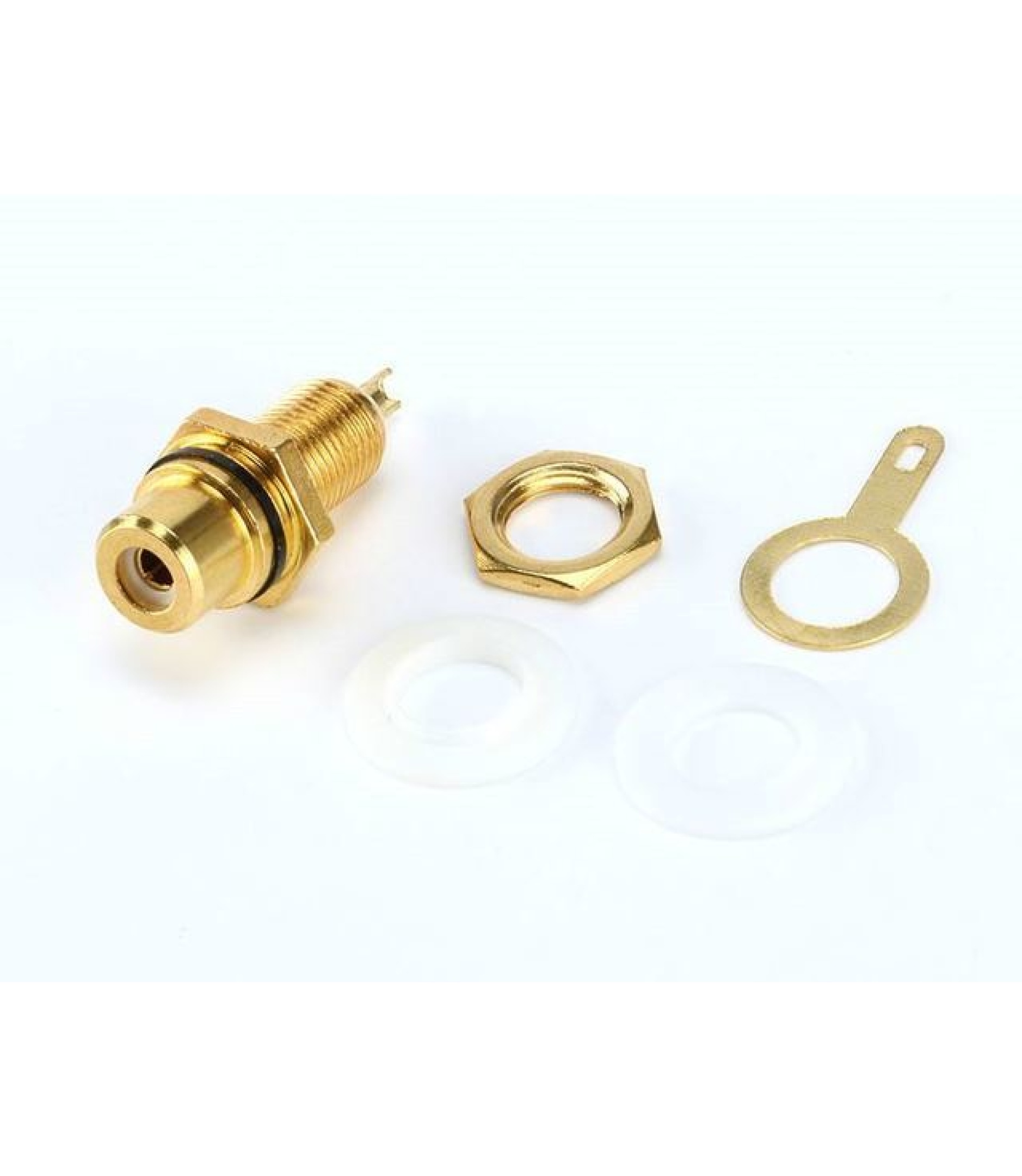 RCA Female Plug Socket Connector Gold plated White Loop Black
