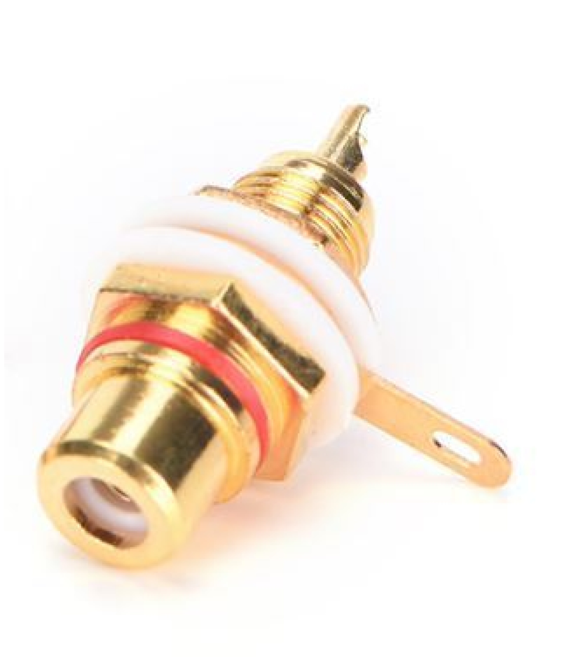 RCA Female Plug Socket Connector Gold plated White Loop Red
