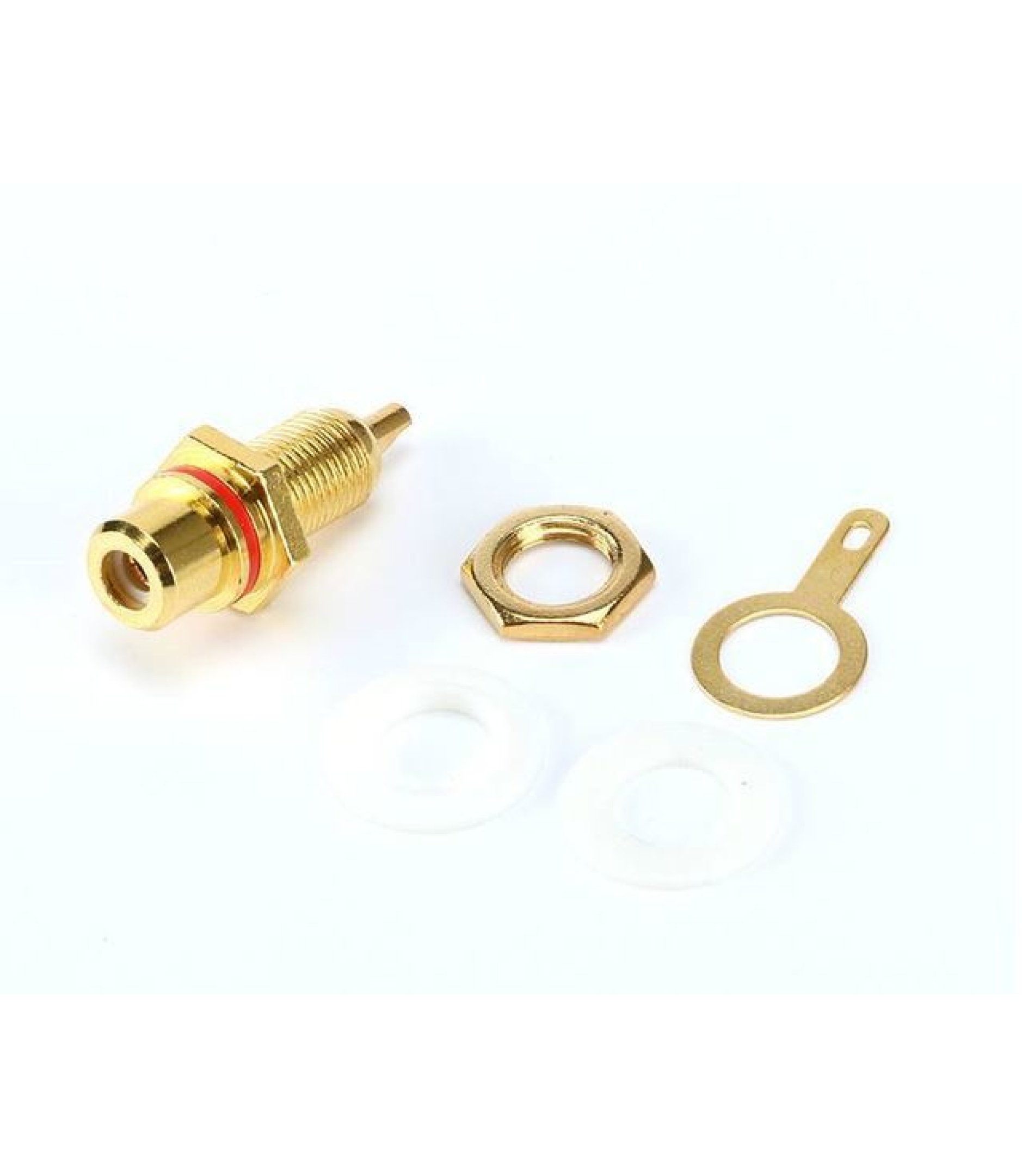 RCA Female Plug Socket Connector Gold plated White Loop Red