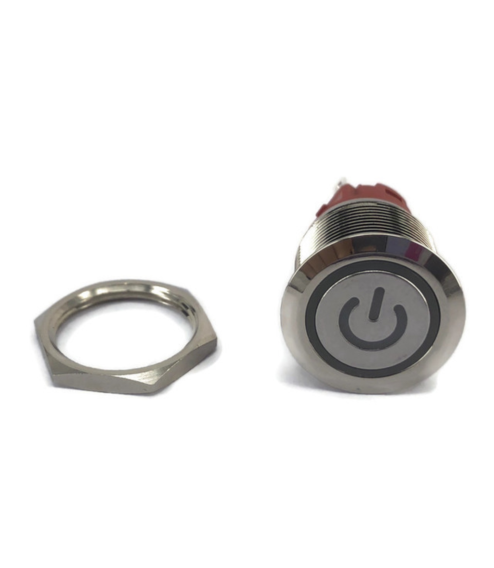 19mm illumination Red LED Power Mark Metal Waterproof Push Button Switch Latching