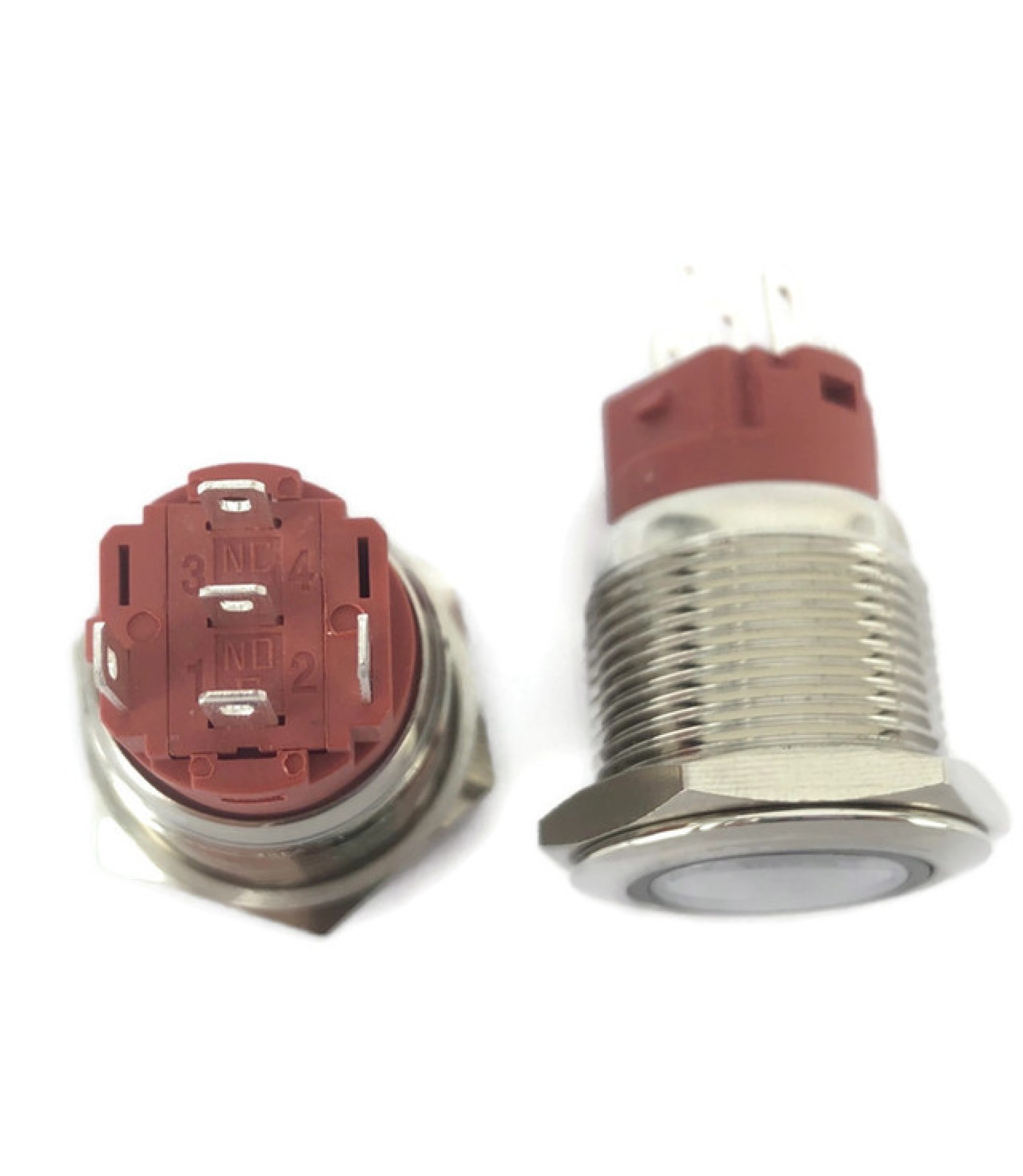 illumination Red LED Ring Metal Waterproof Push Button Switch Momentary 19mm